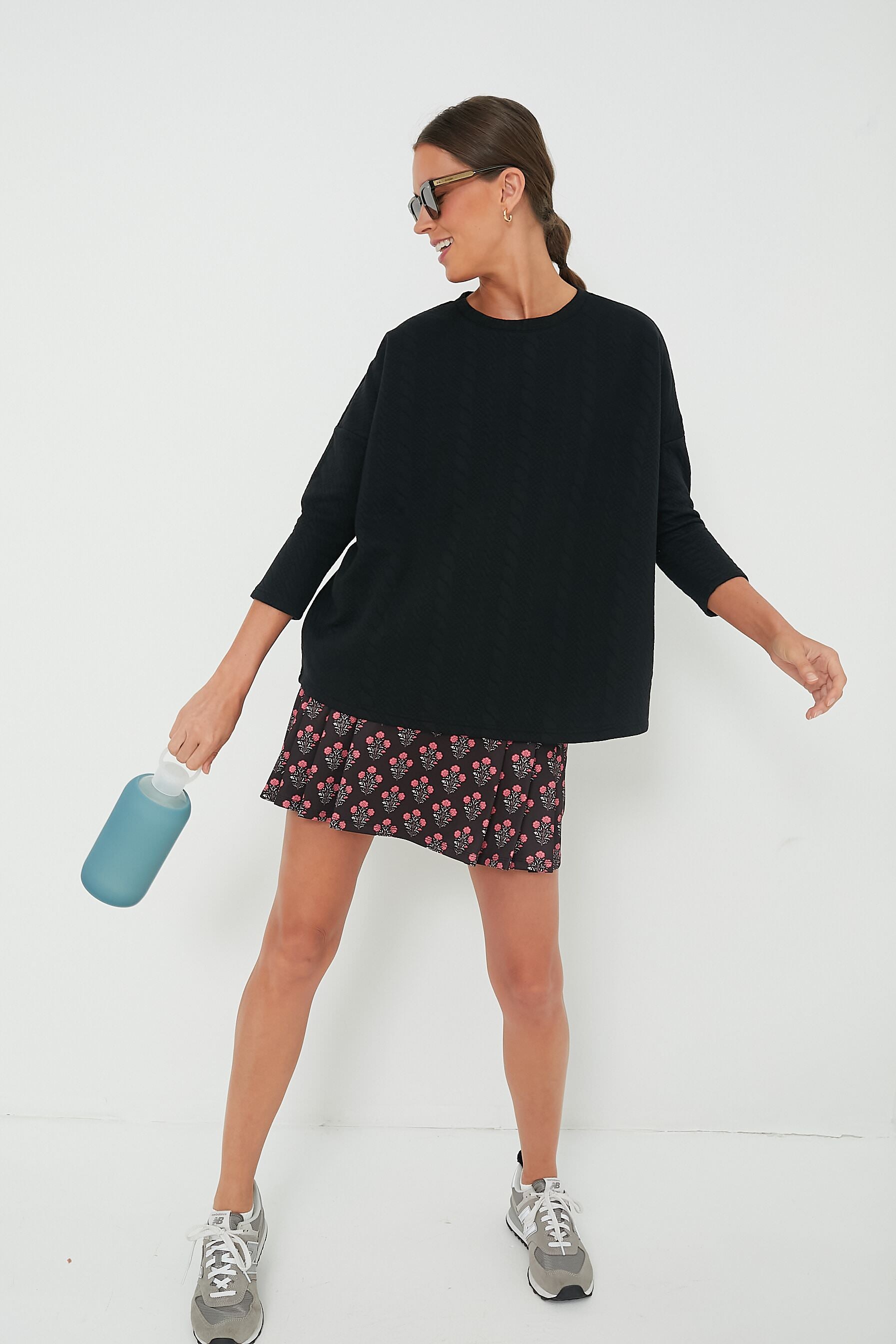 Black Cable Ally Swing Sweatshirt-Get Girly