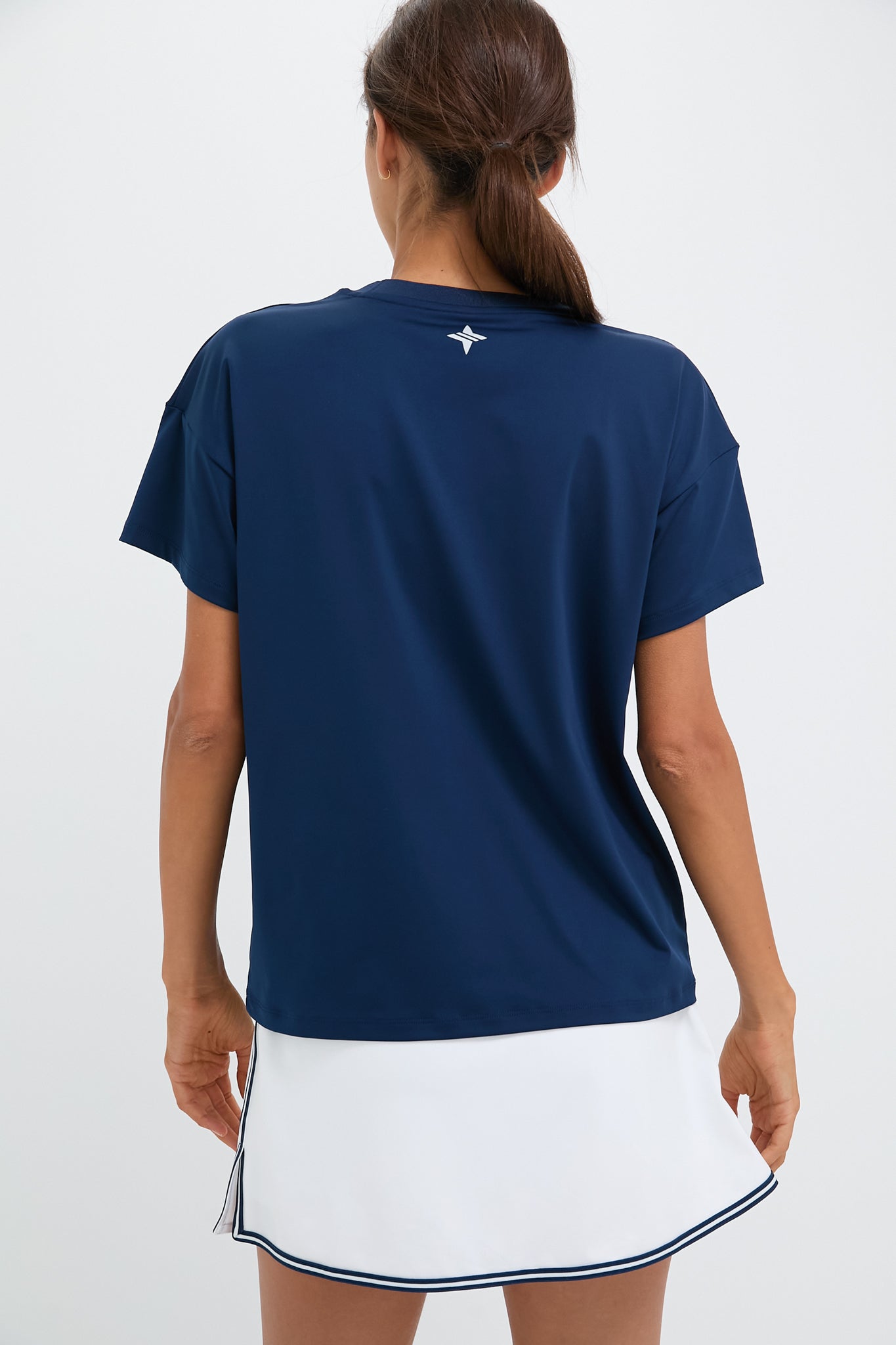 Navy Short Sleeve Performance Jersey Ryan Boyfriend Tee-Get Girly