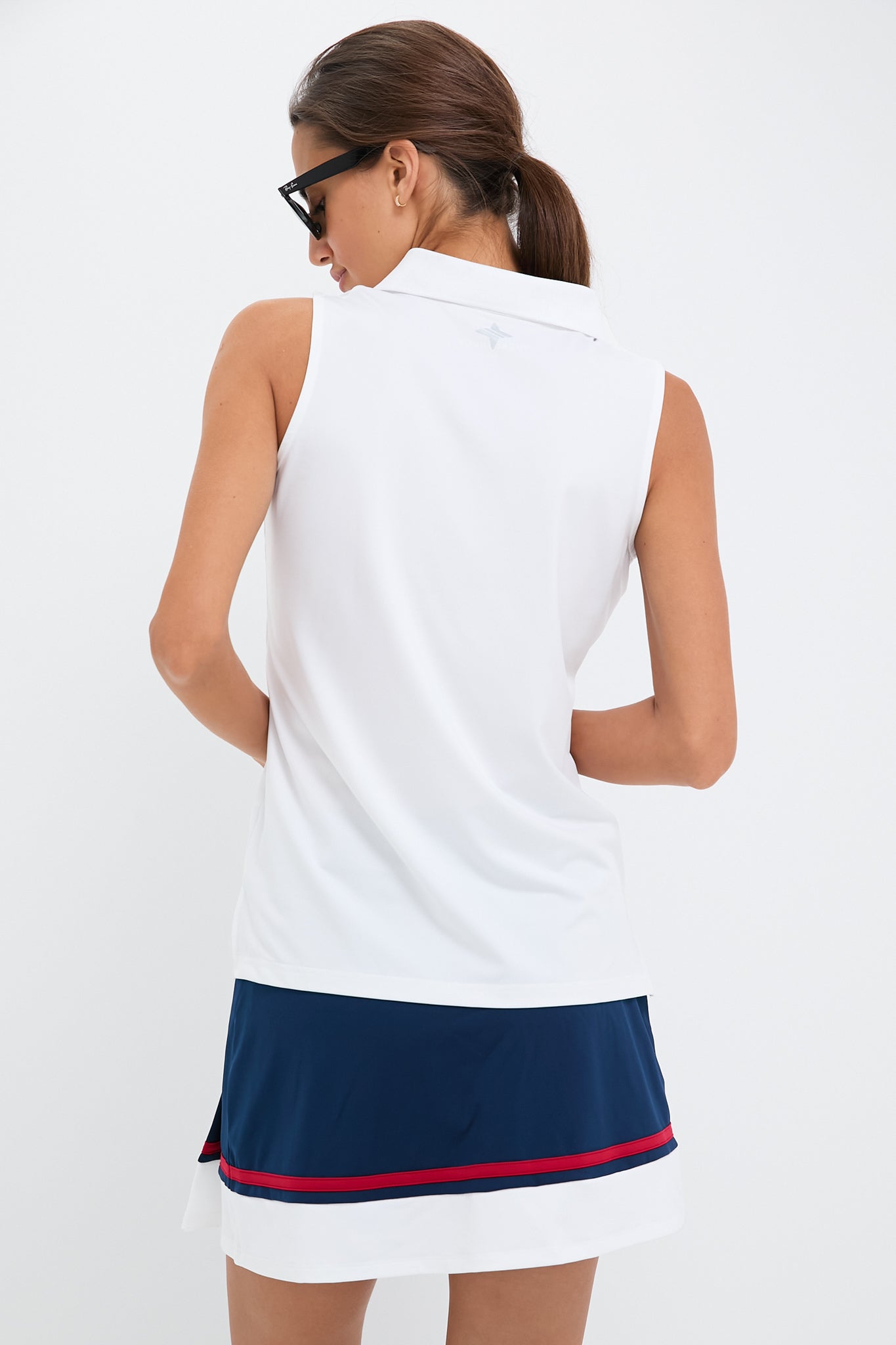 White Sleeveless Performance Jersey Caroline Polo-Get Girly