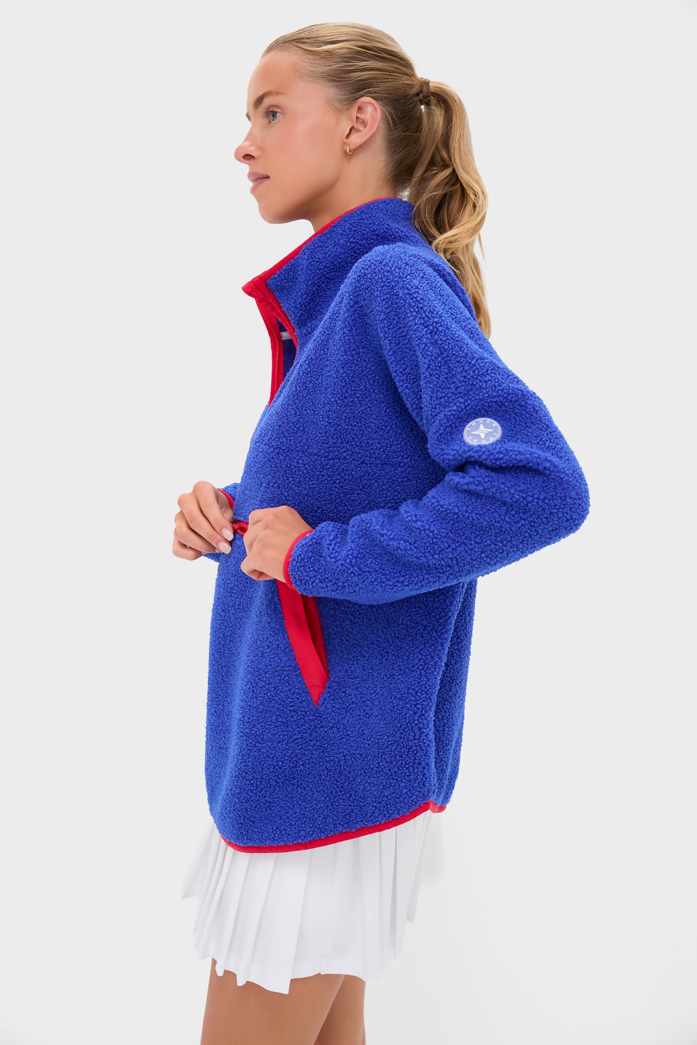 Blue and Red Fleece Cady Quarter Zip-Get Girly
