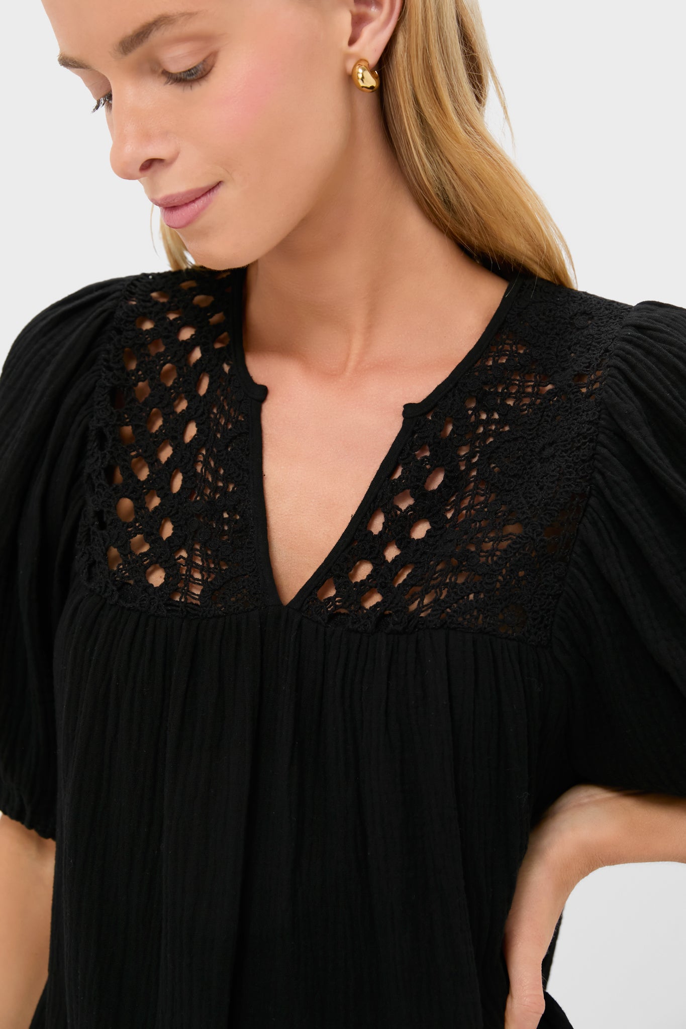 Black Crochet Diana Mini Dress-Get Girly