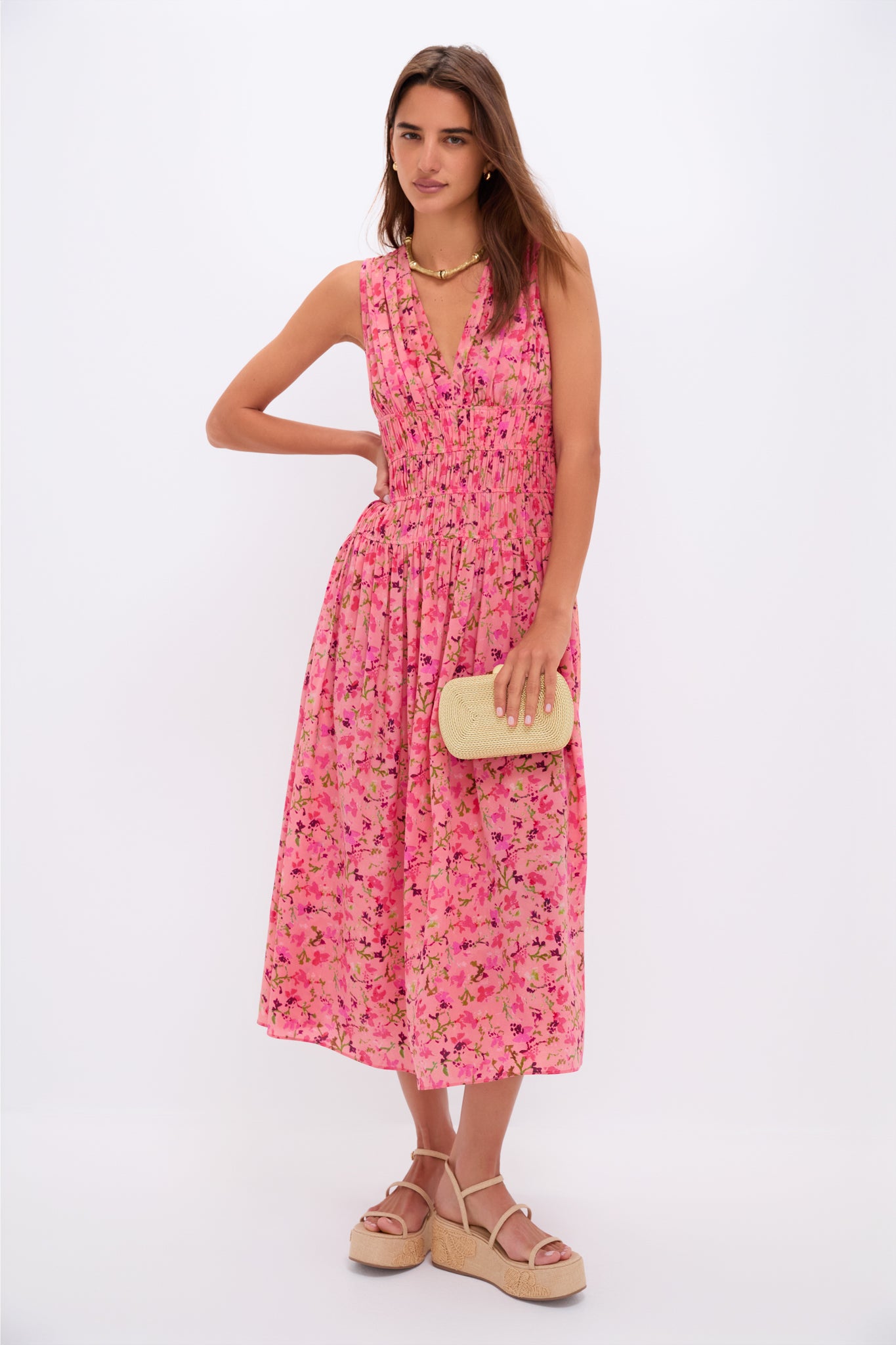 Beige Raffia with Hibiscus Embroidery Gio Platform Sandals-Get Girly