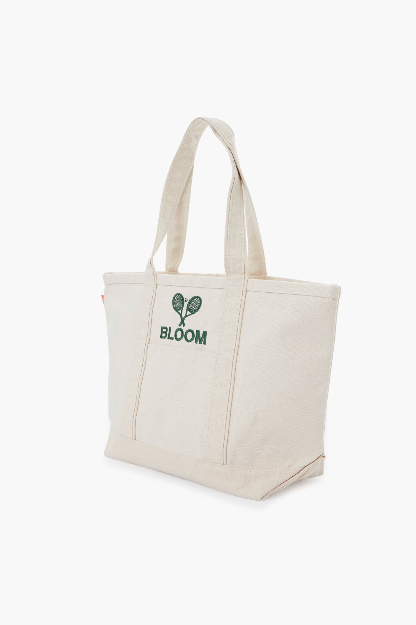 Natural Embroidered Tennis Racket Boat Tote-Get Girly