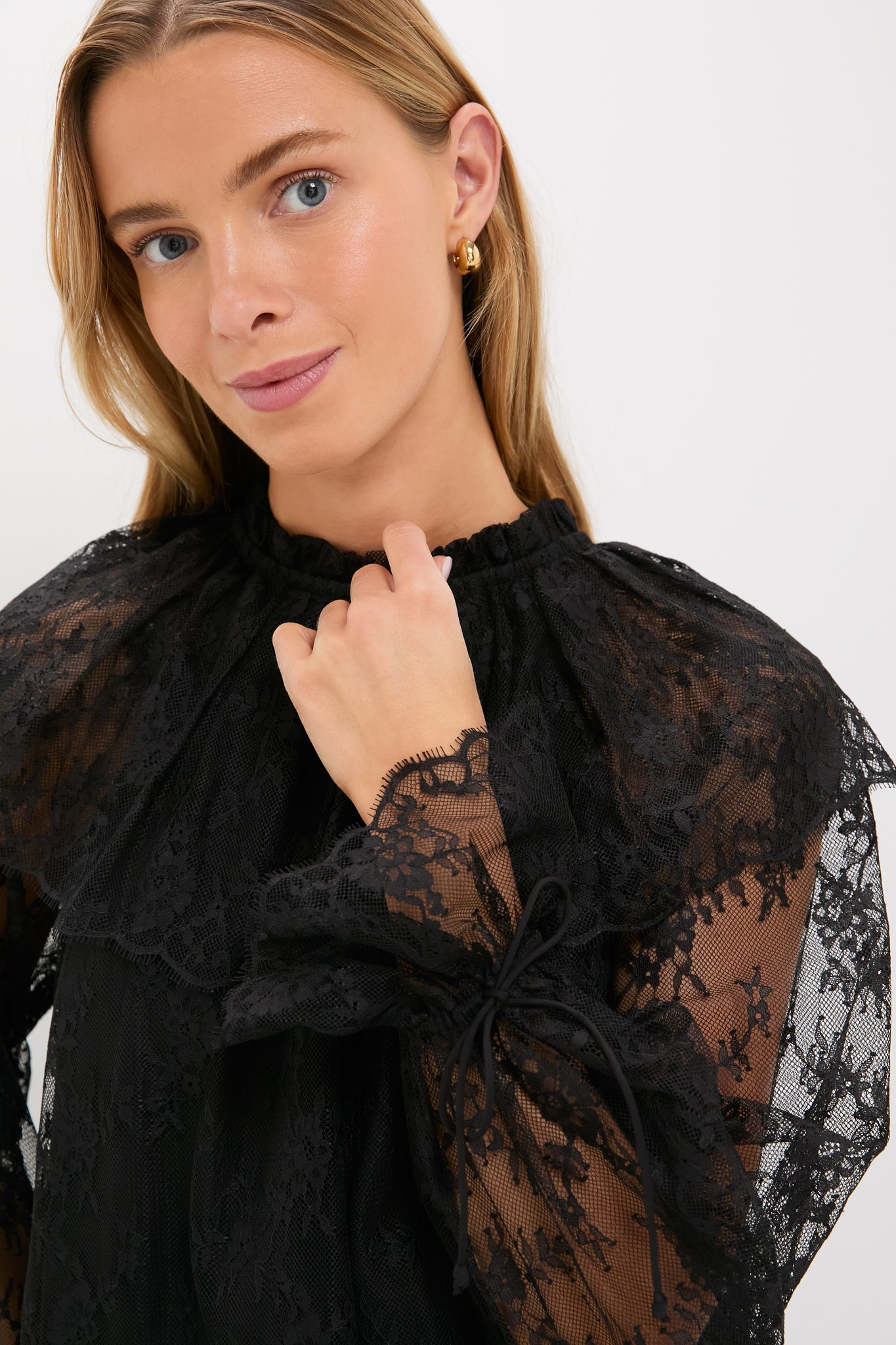 Black Casandra Lace Blouse-Get Girly
