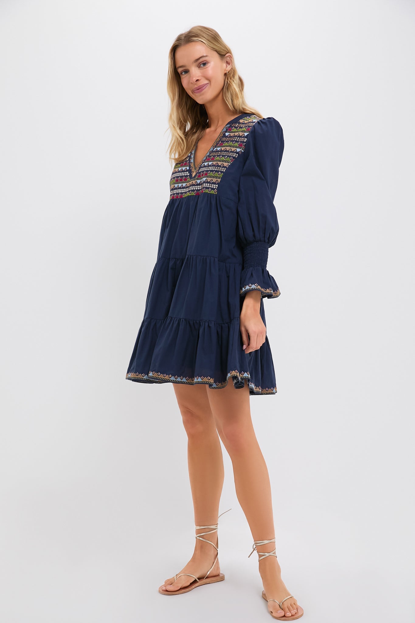 Navy Embroidered Sequin Kenzo Dress-Get Girly