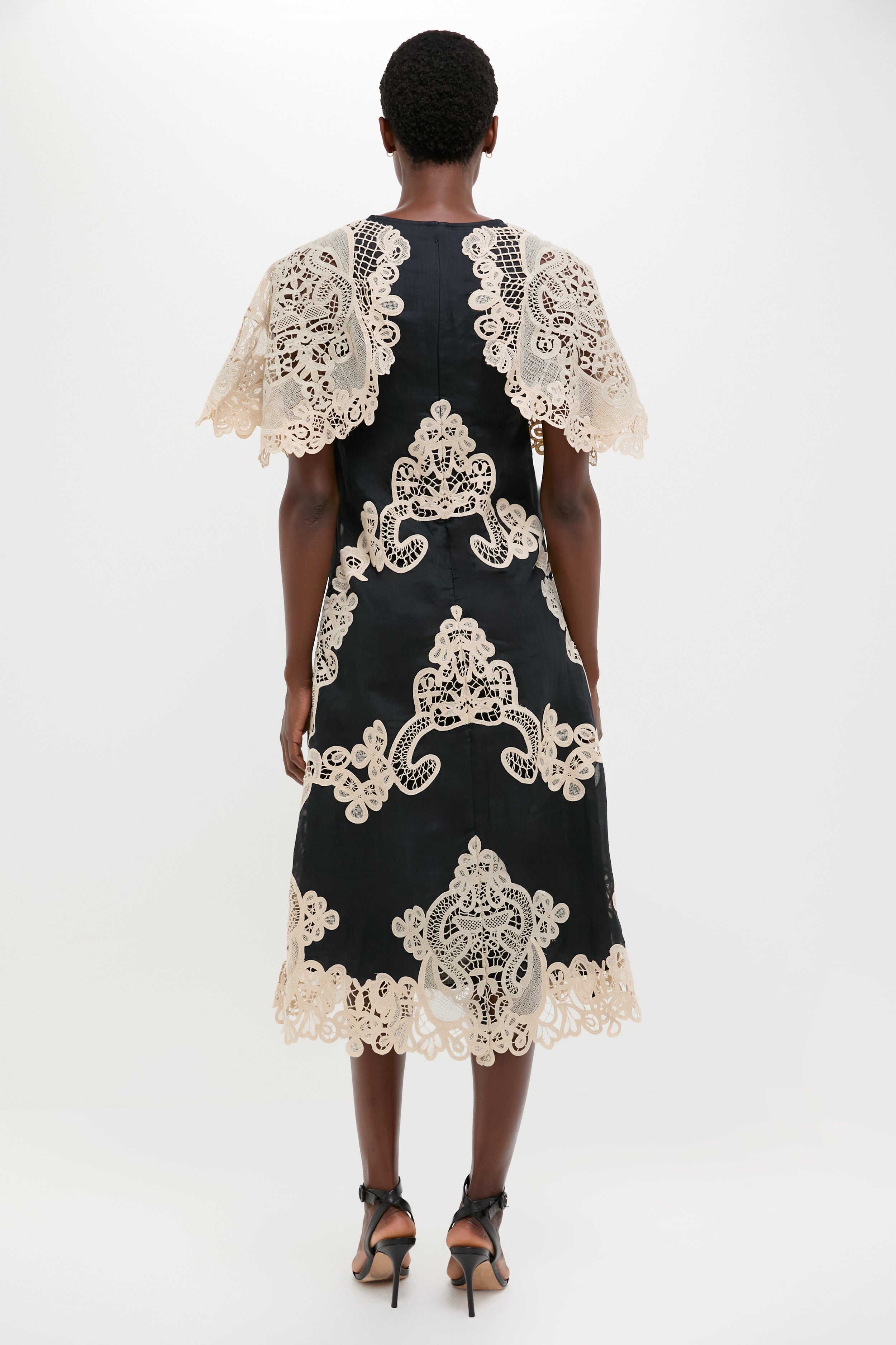 Black Medina Lace Midi Dress-Get Girly