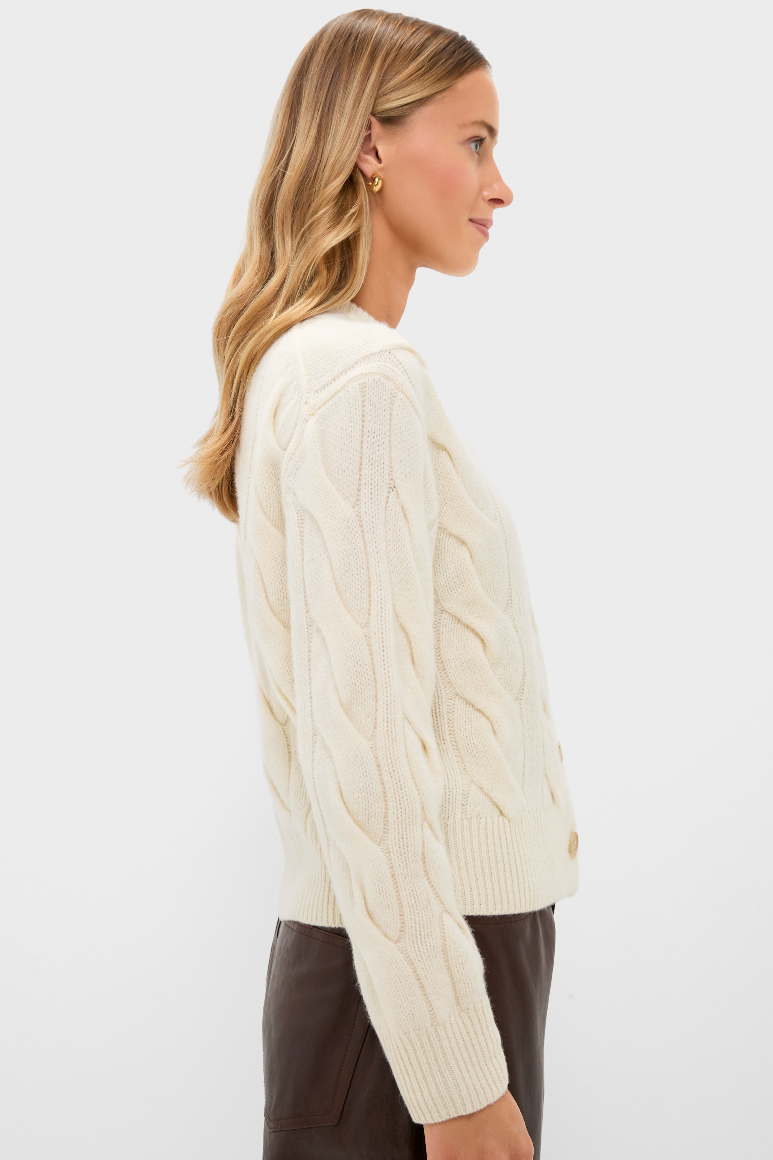 Authentic Cream Crewneck Cardigan-Get Girly