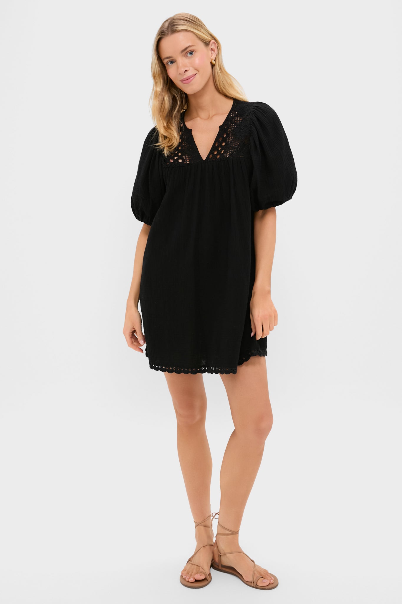 Black Crochet Diana Mini Dress-Get Girly