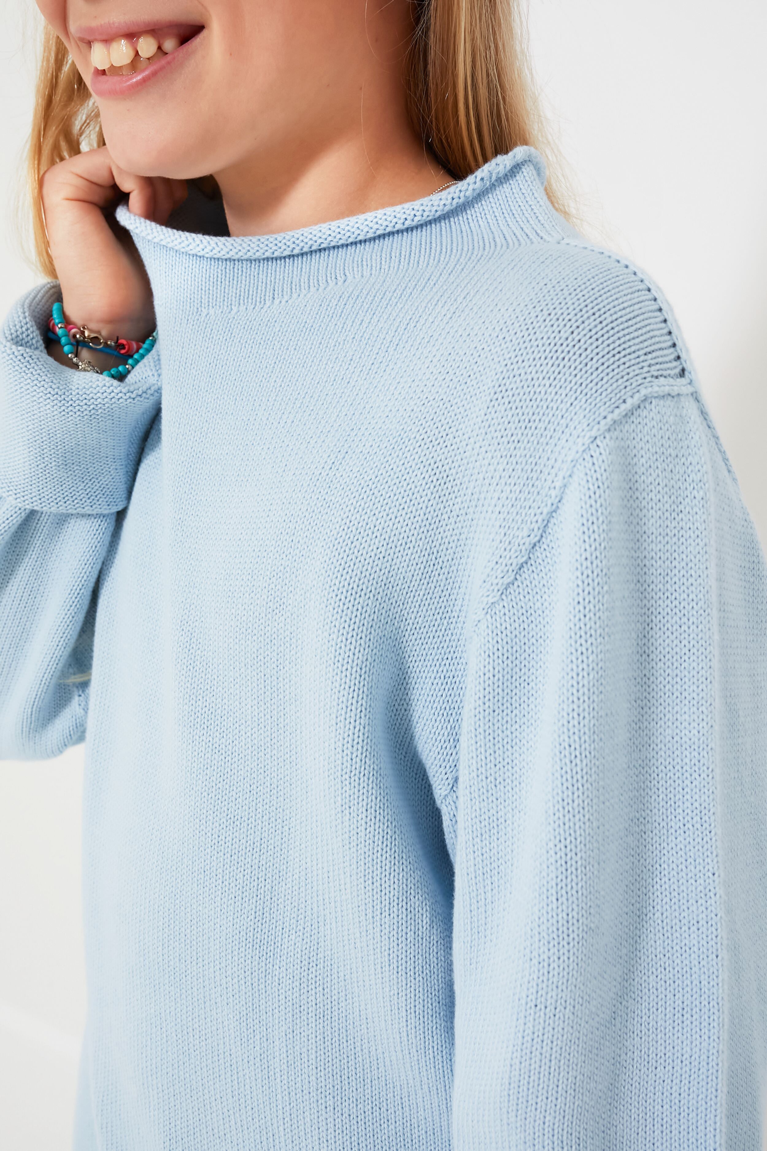 Light Blue Roll Neck Sweater-Get Girly