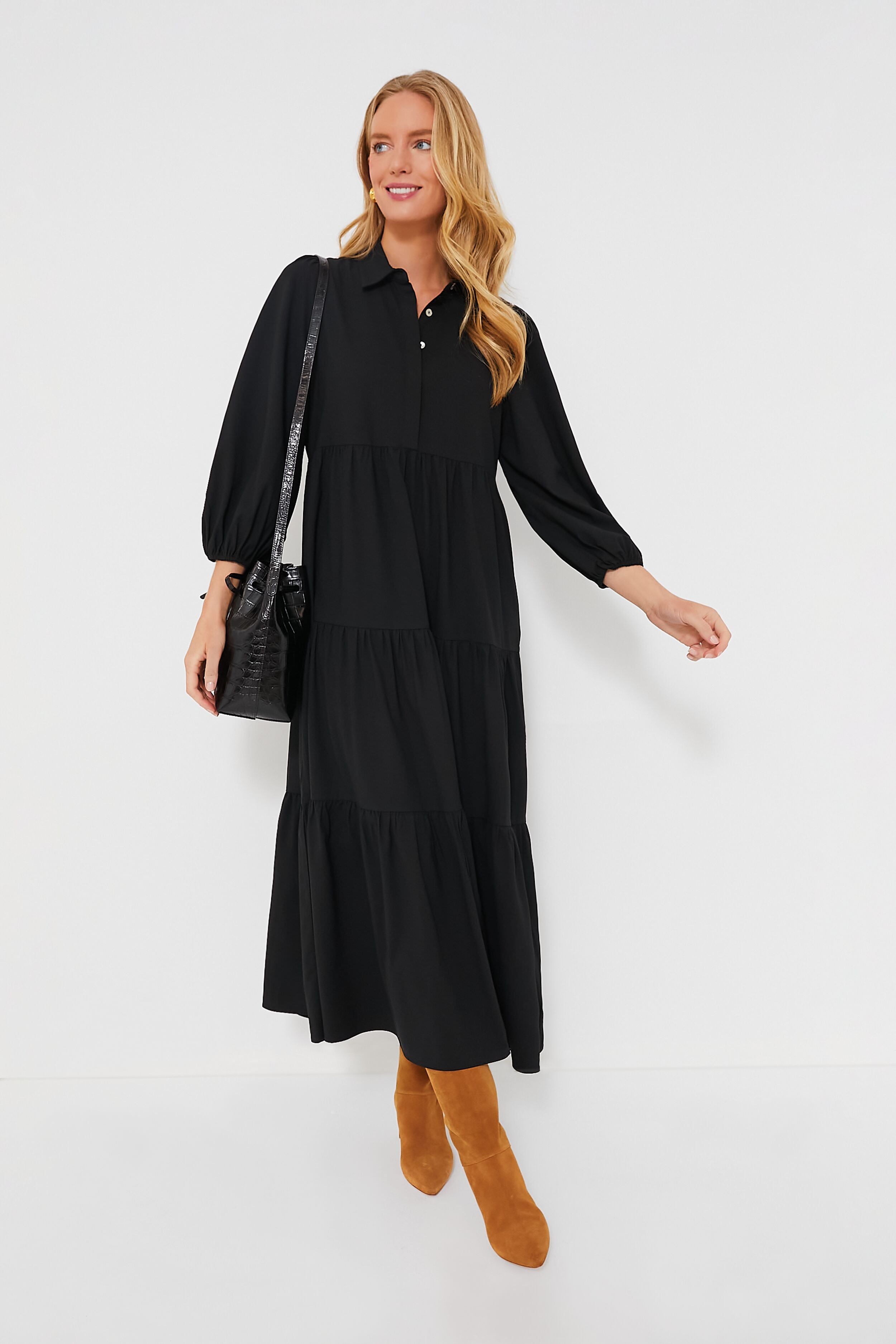 Black Crepe Mabel Maxi Dress-Get Girly