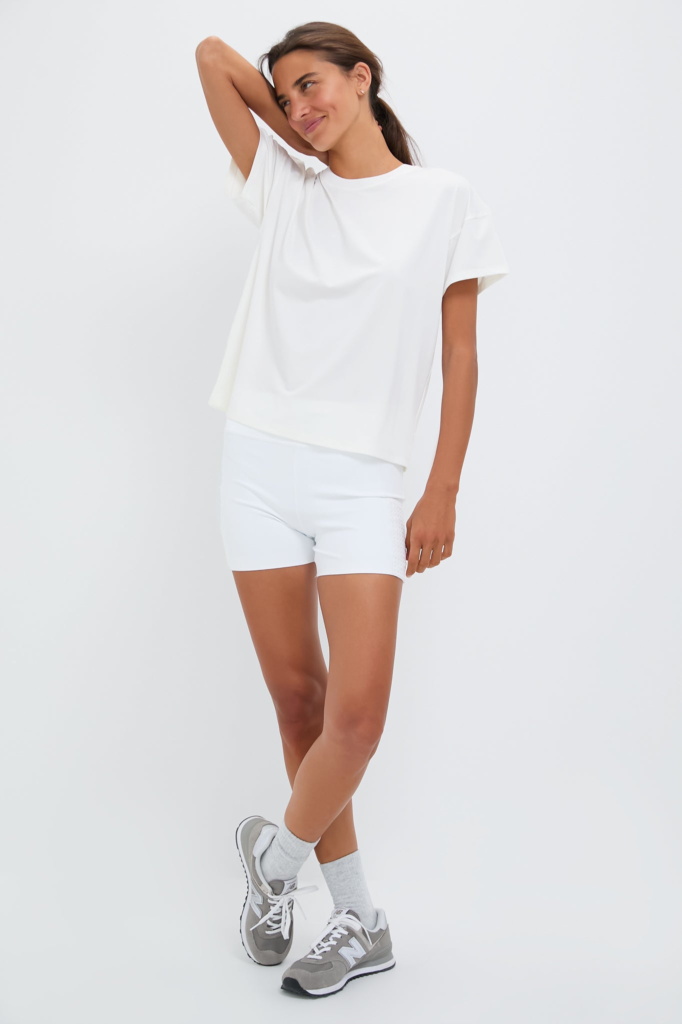 White Short Sleeve Performance Jersey Ryan Boyfriend Tee-Get Girly