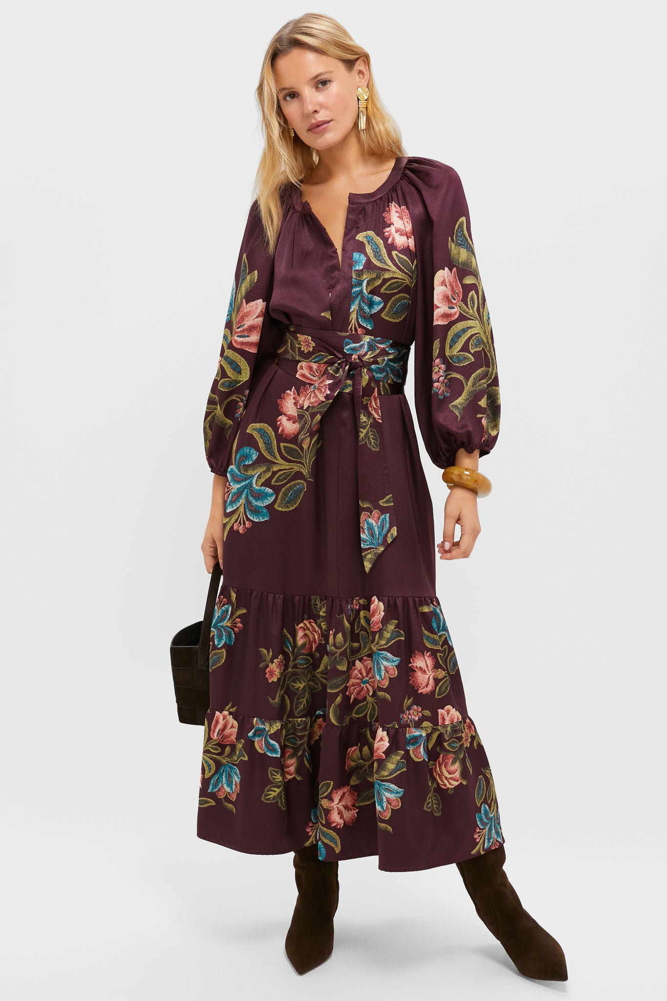 Winetasting Dianthus Jacquard Lyles Dress-Get Girly
