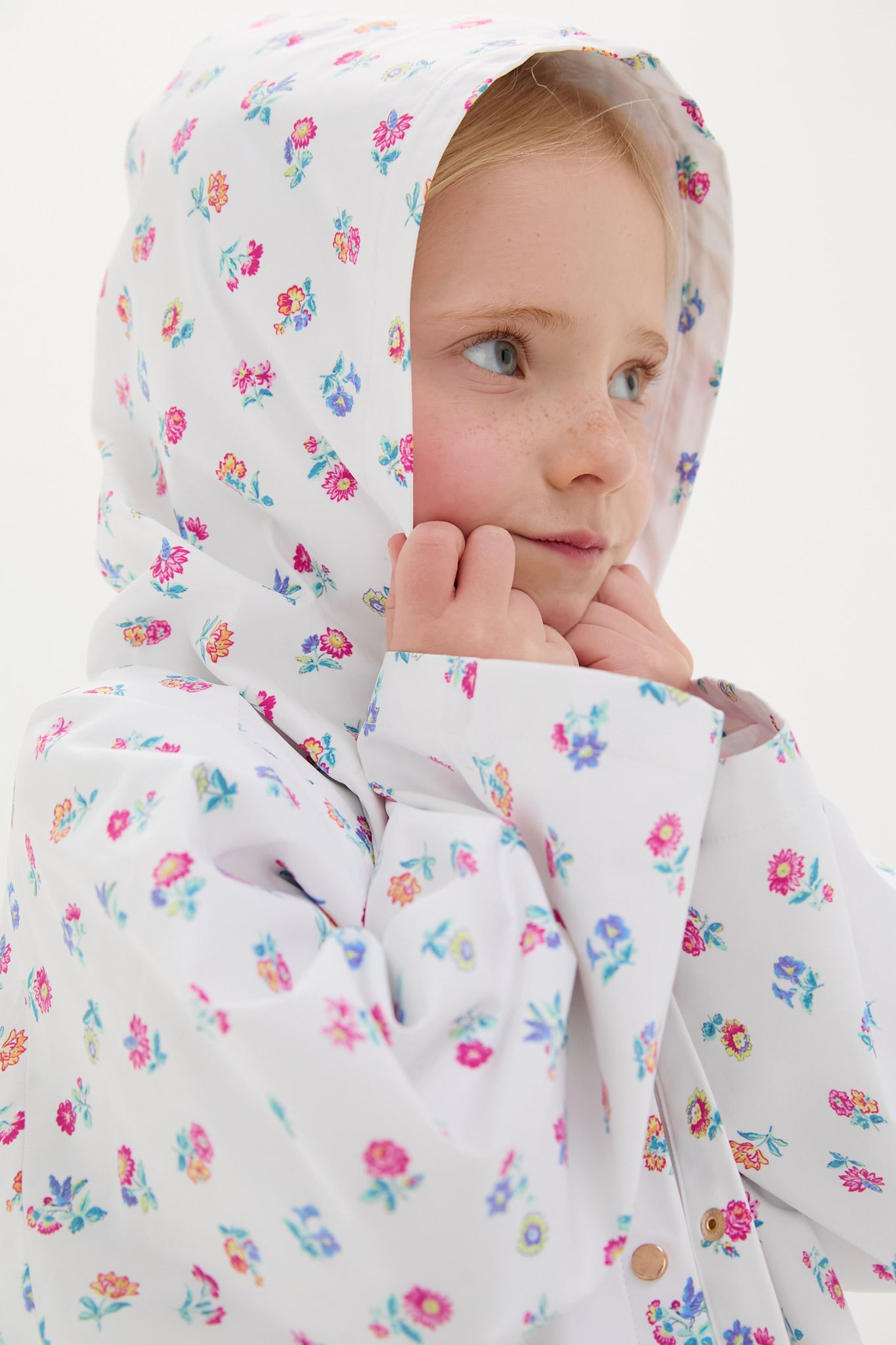 White Felicita Flowers Felvet Raincoat-Get Girly