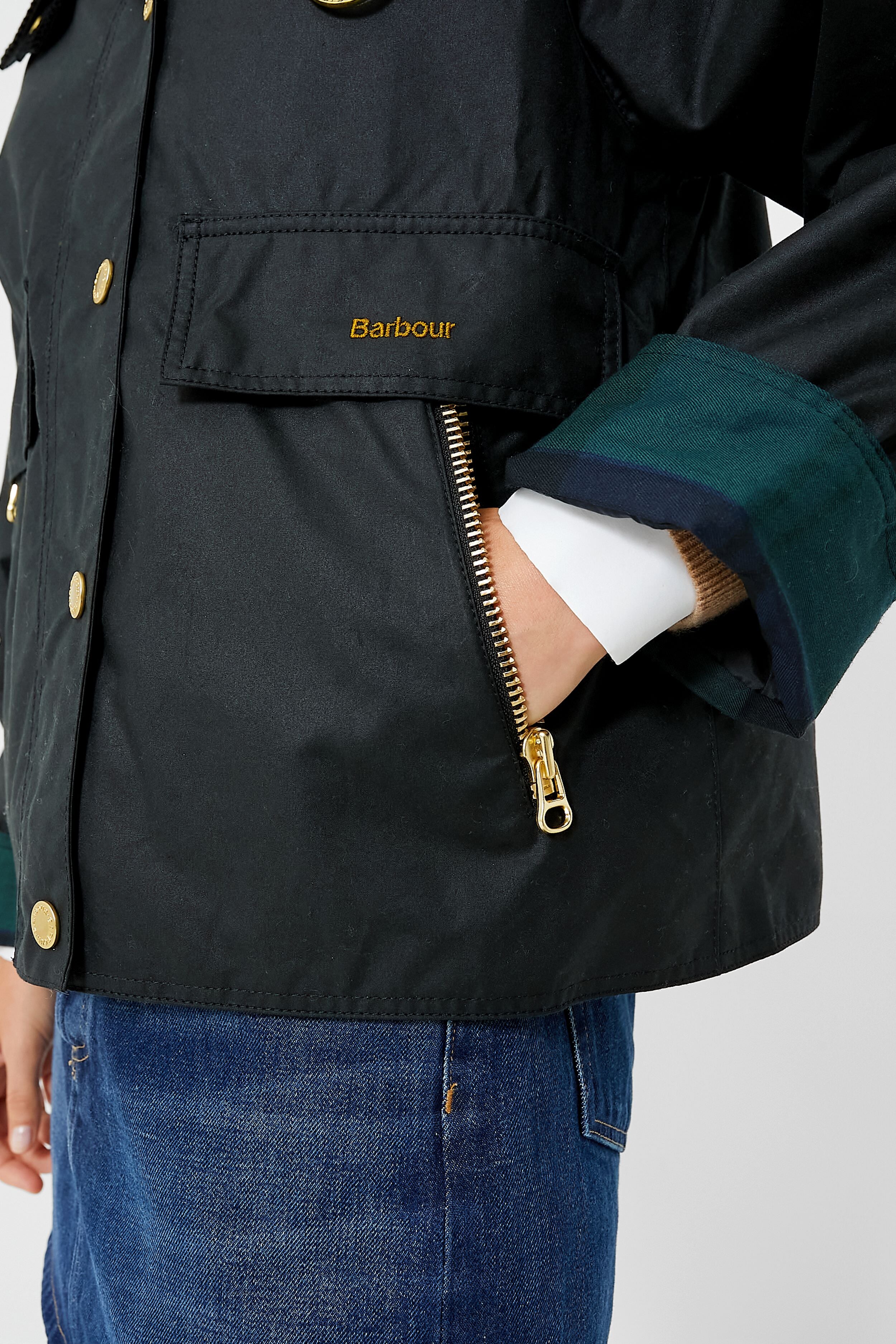 Black and Sage Tartan Catton Wax Jacket-Get Girly