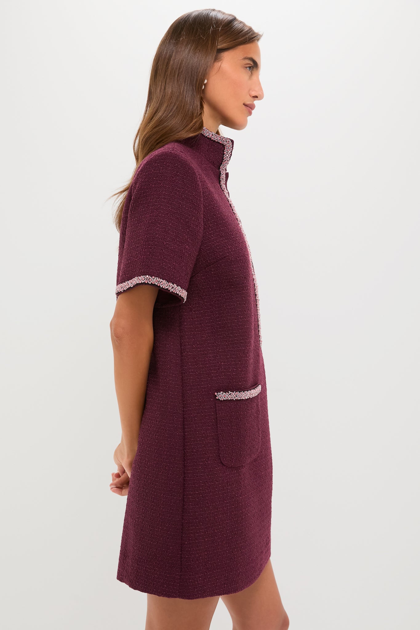 Winetasting Tweed Embellished Ophelia Dress-Get Girly