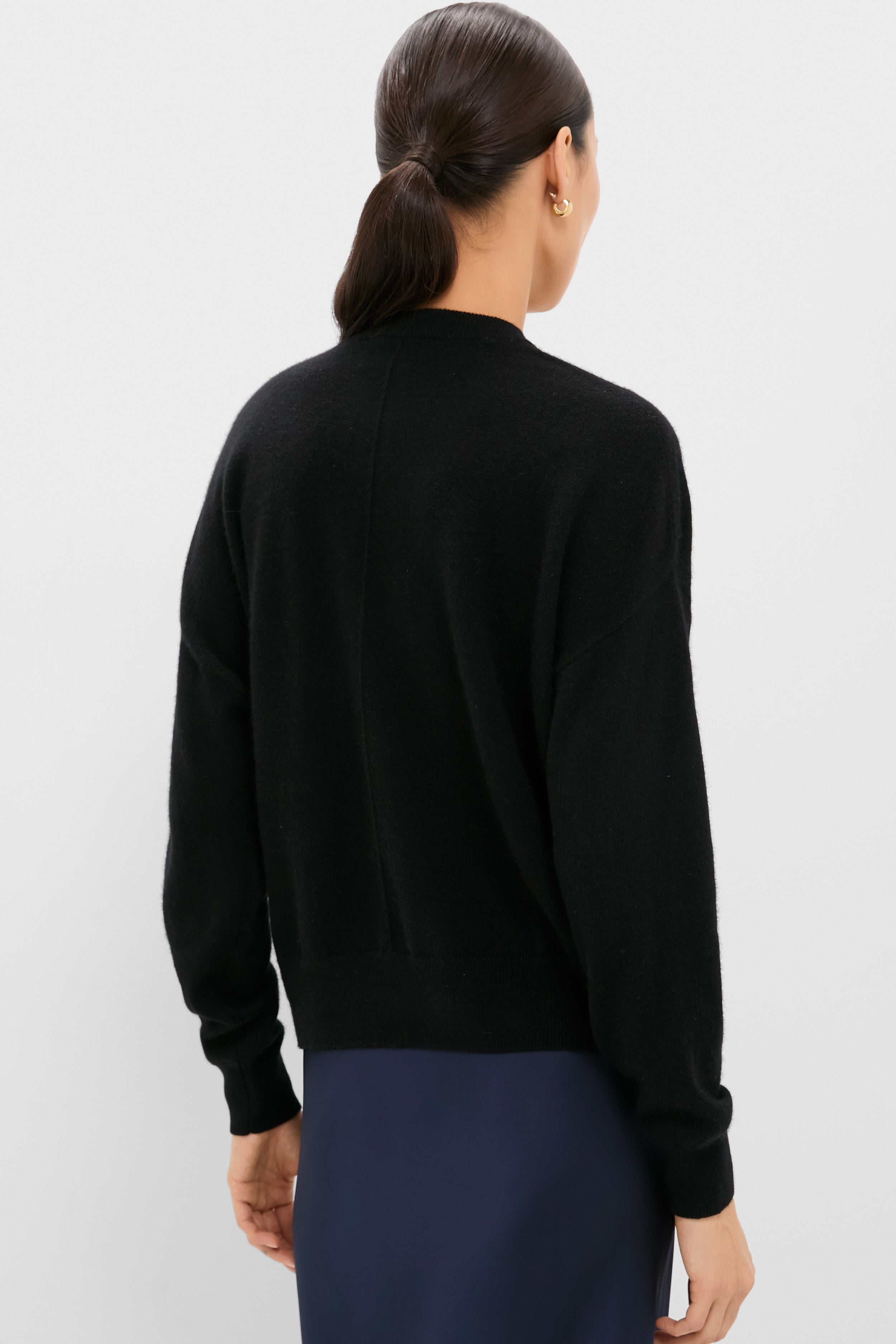 Black Emma Cashmere Boyfriend V-Neck Sweater-Get Girly