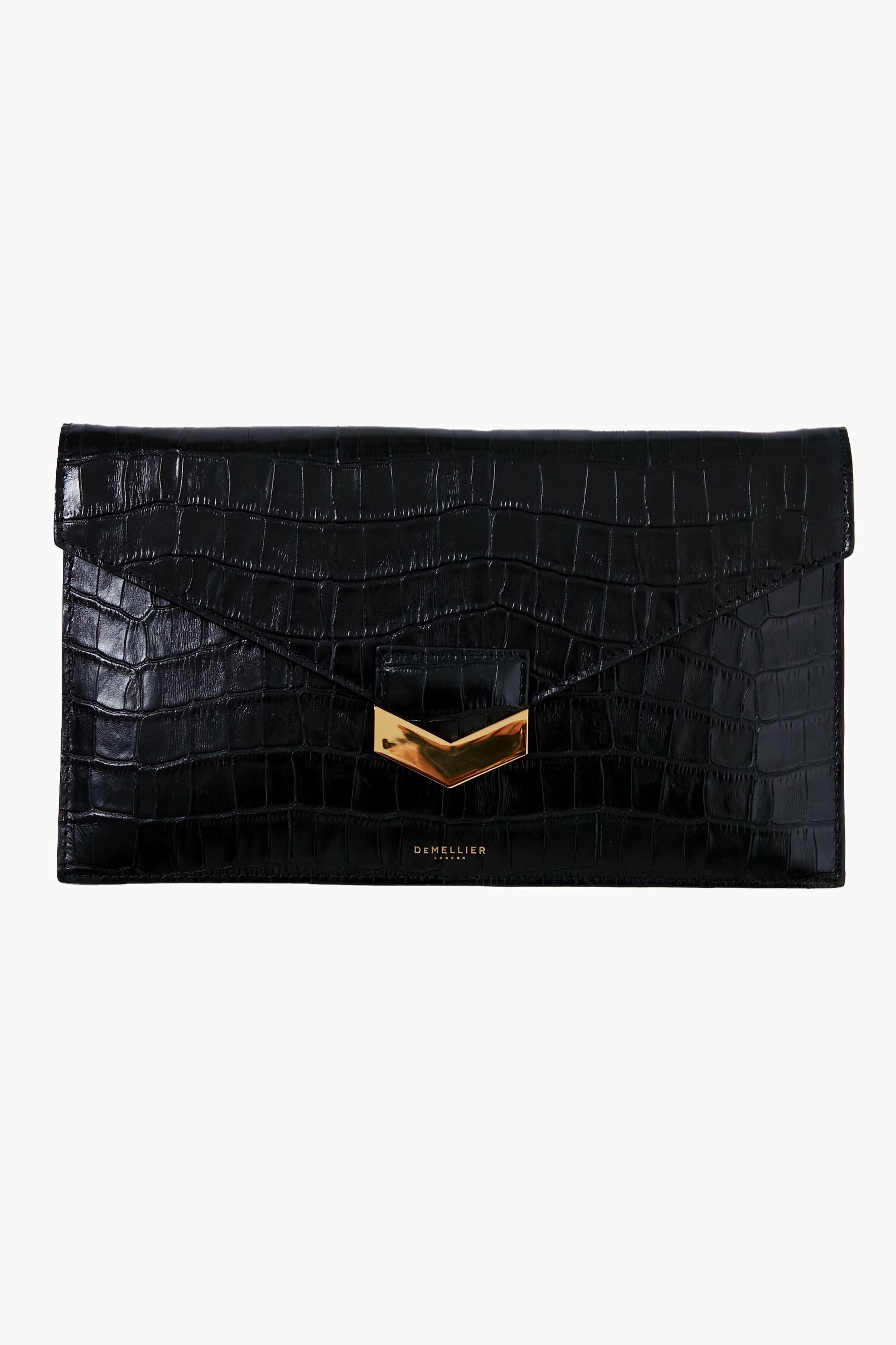 Black Croc London Clutch-Get Girly