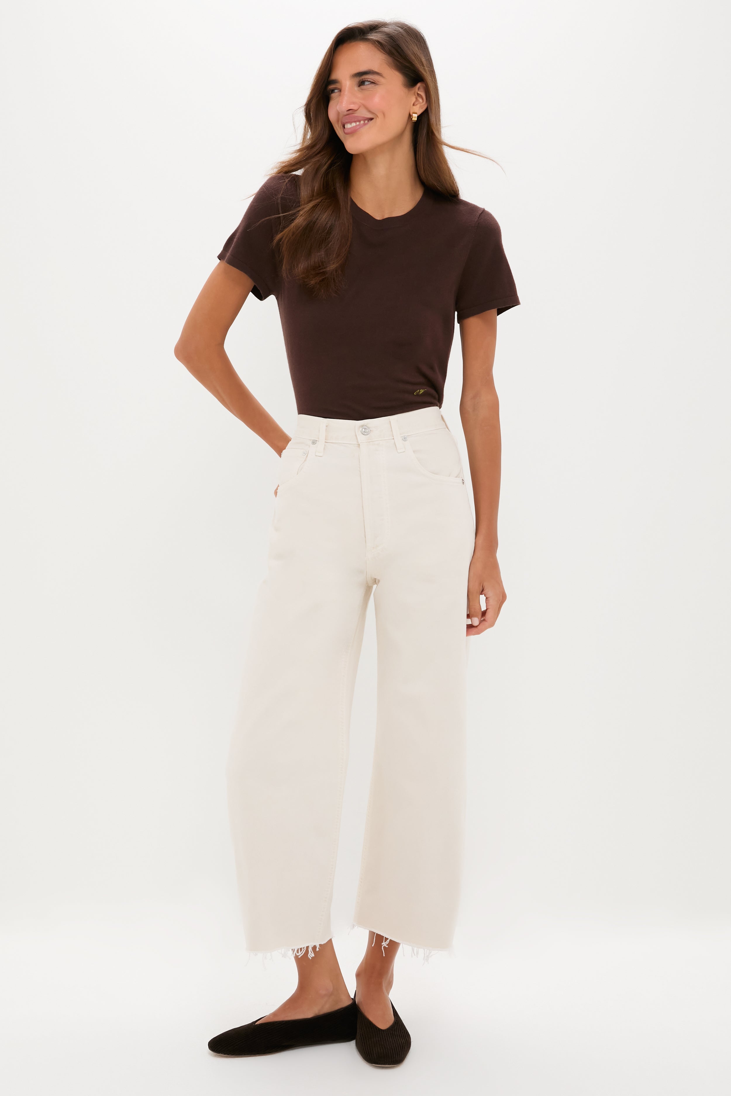 Almondette Ayla Raw Hem Crop-Get Girly