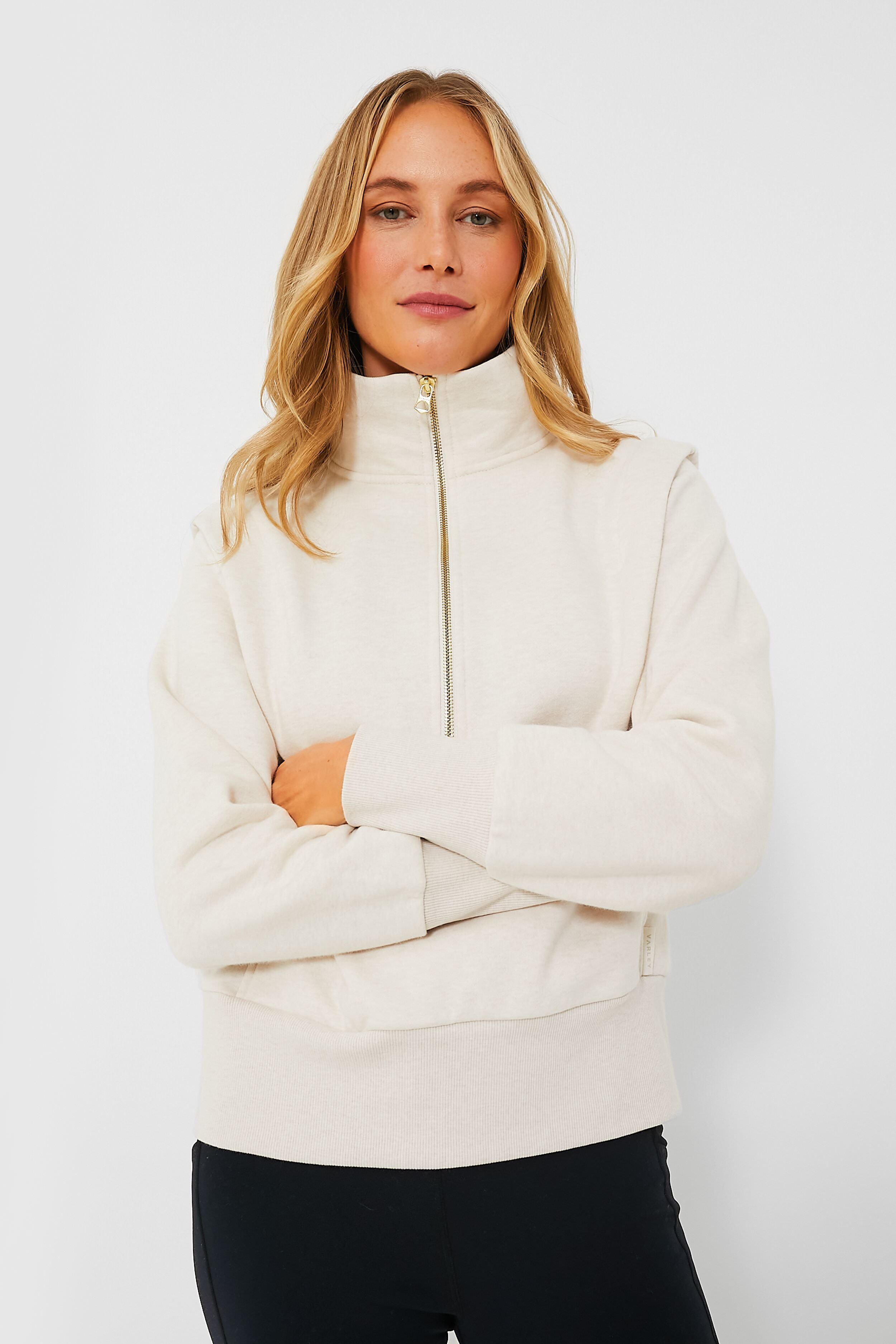 Birch Marl Darah Half Zip Sweat-Get Girly