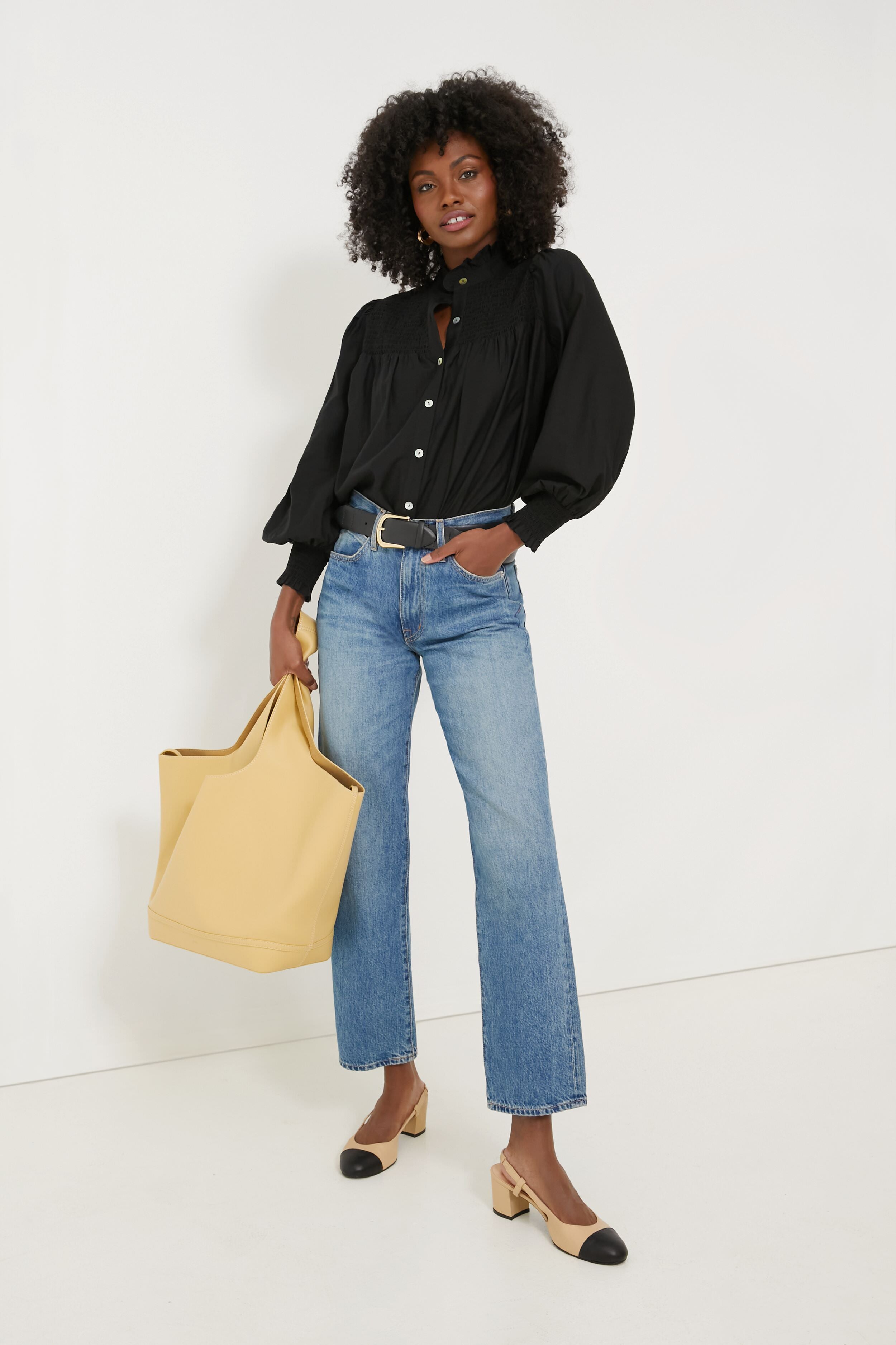 Black Jaia Smocked Blouse-Get Girly