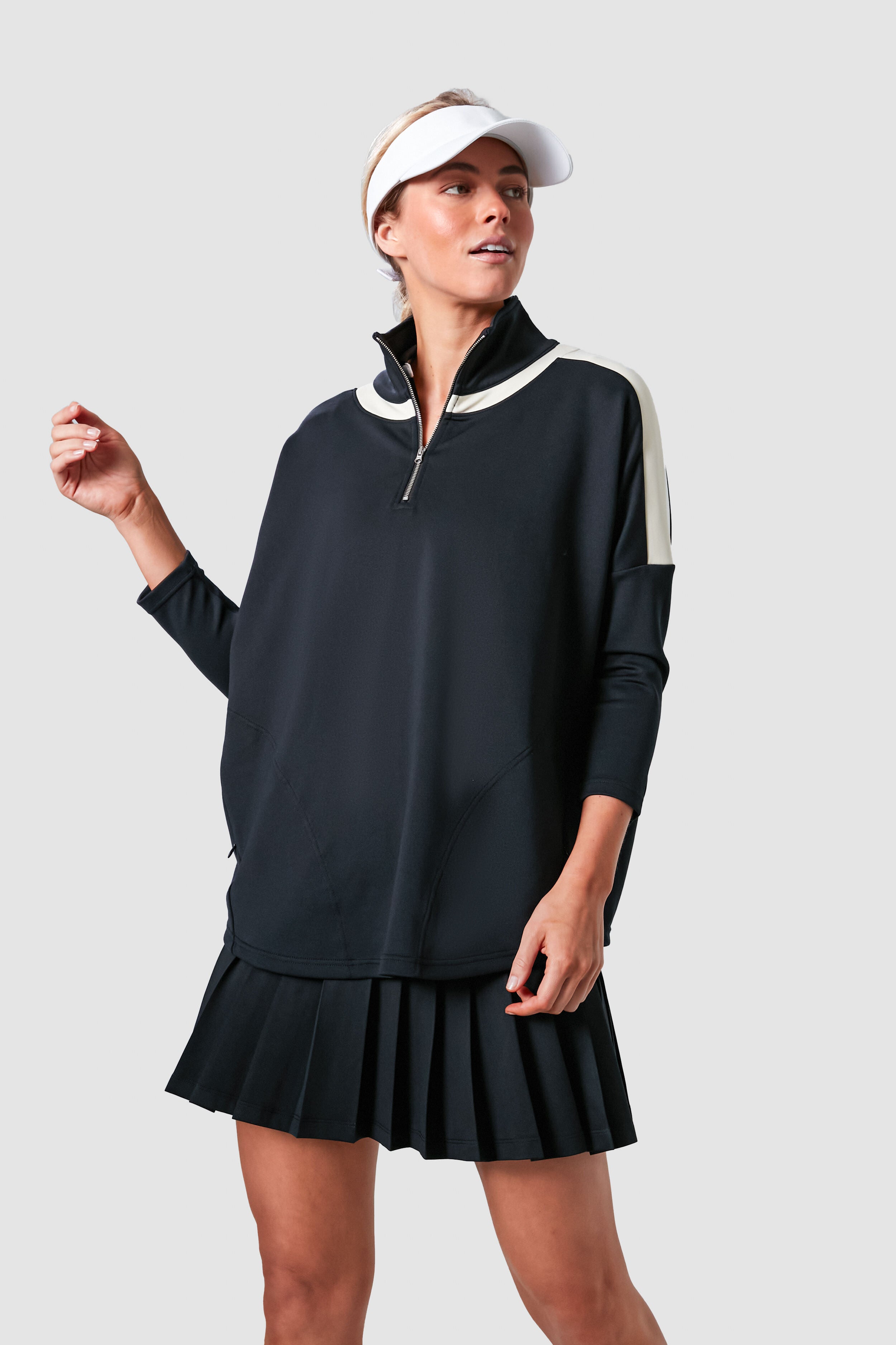 Black and Ivory Amelie Quarter Zip-Get Girly