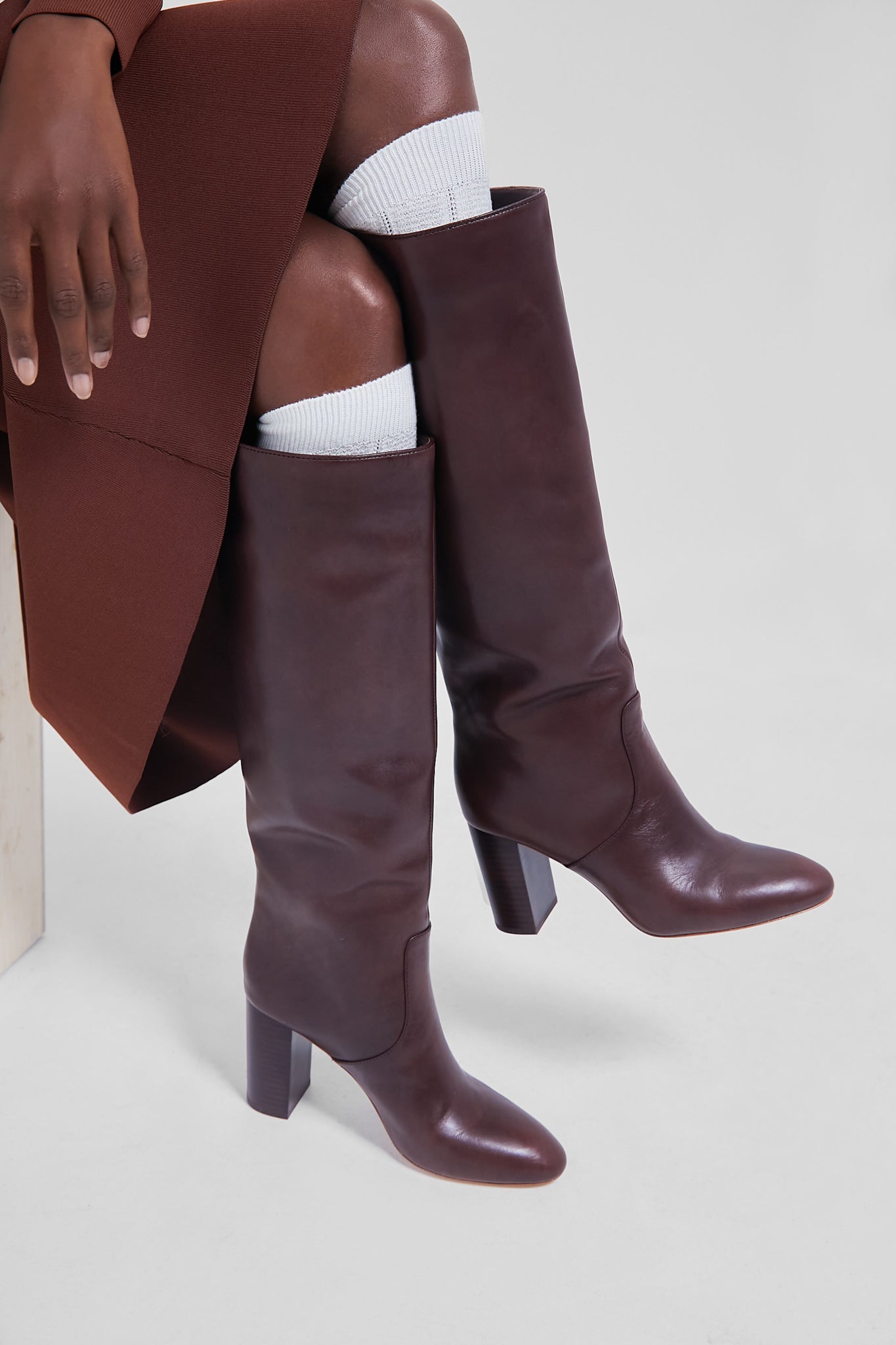 Off-White Needlepoint Knee High-Get Girly