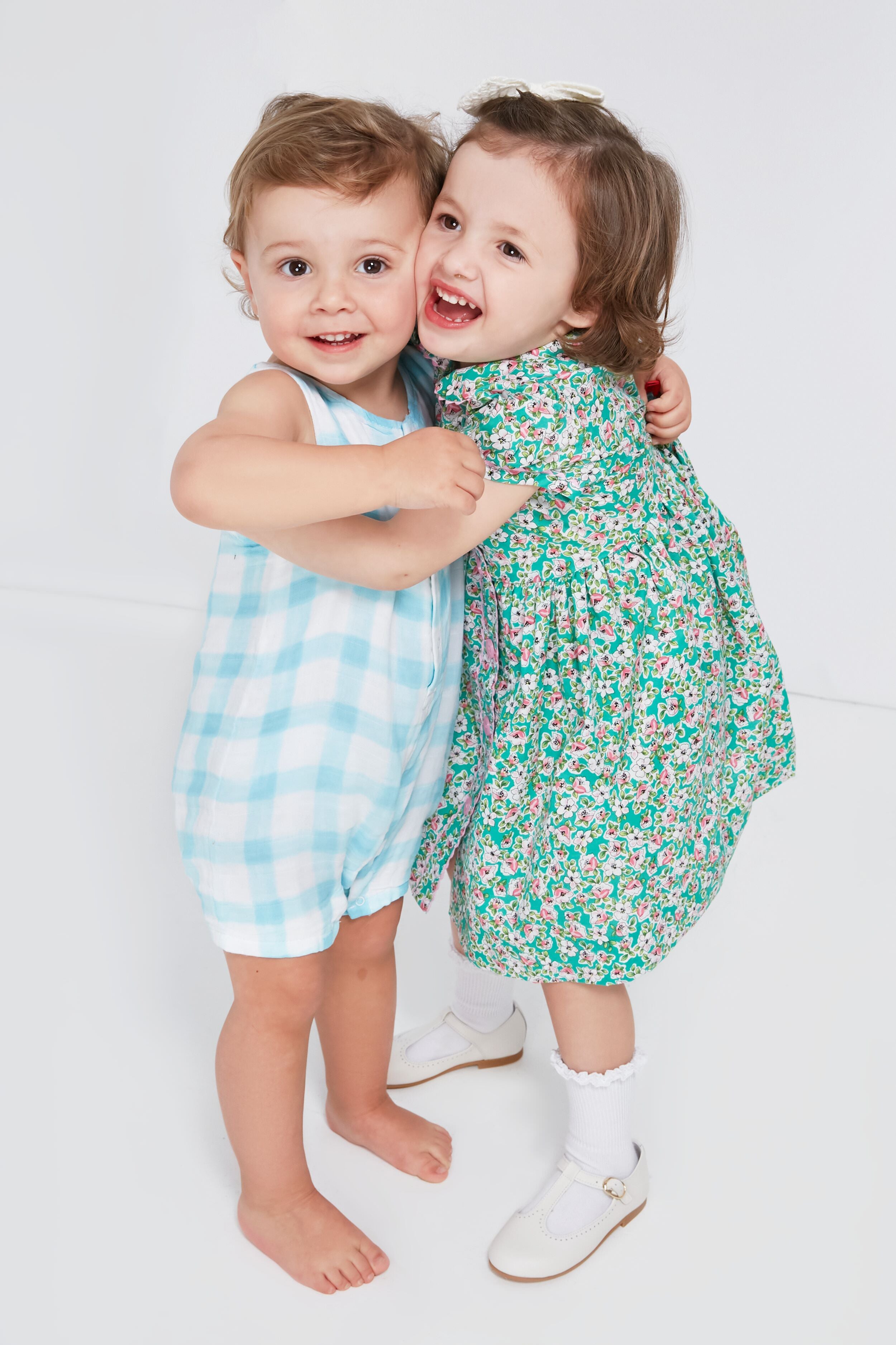 Blue Painted Gingham Shortie Romper-Get Girly