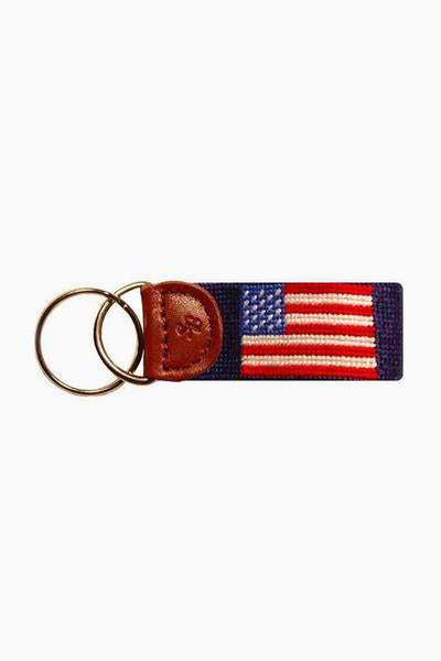 American Flag Needlepoint Key Fob-Get Girly