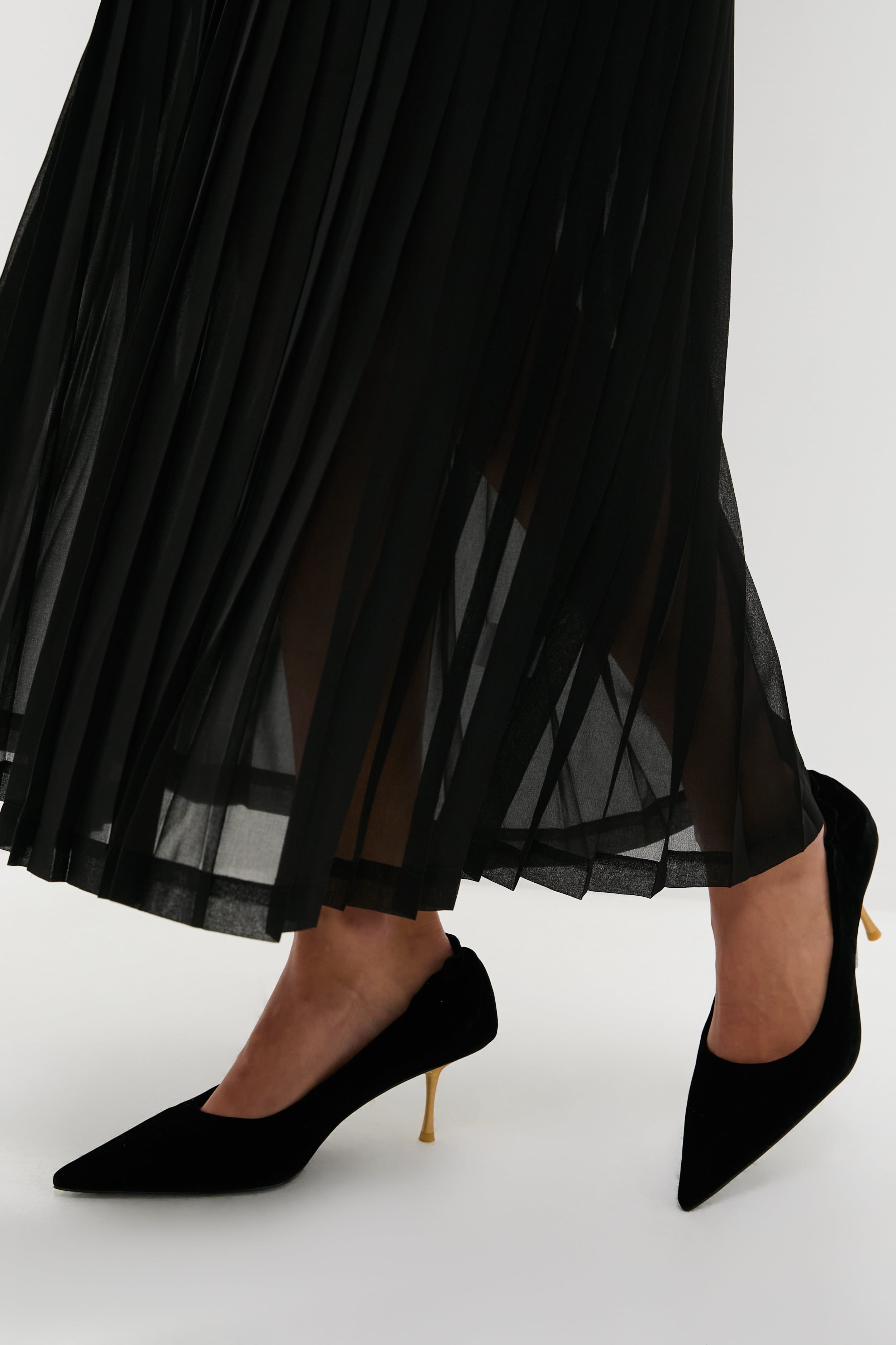 Black Chiffon Pleated Lorraine Dress-Get Girly