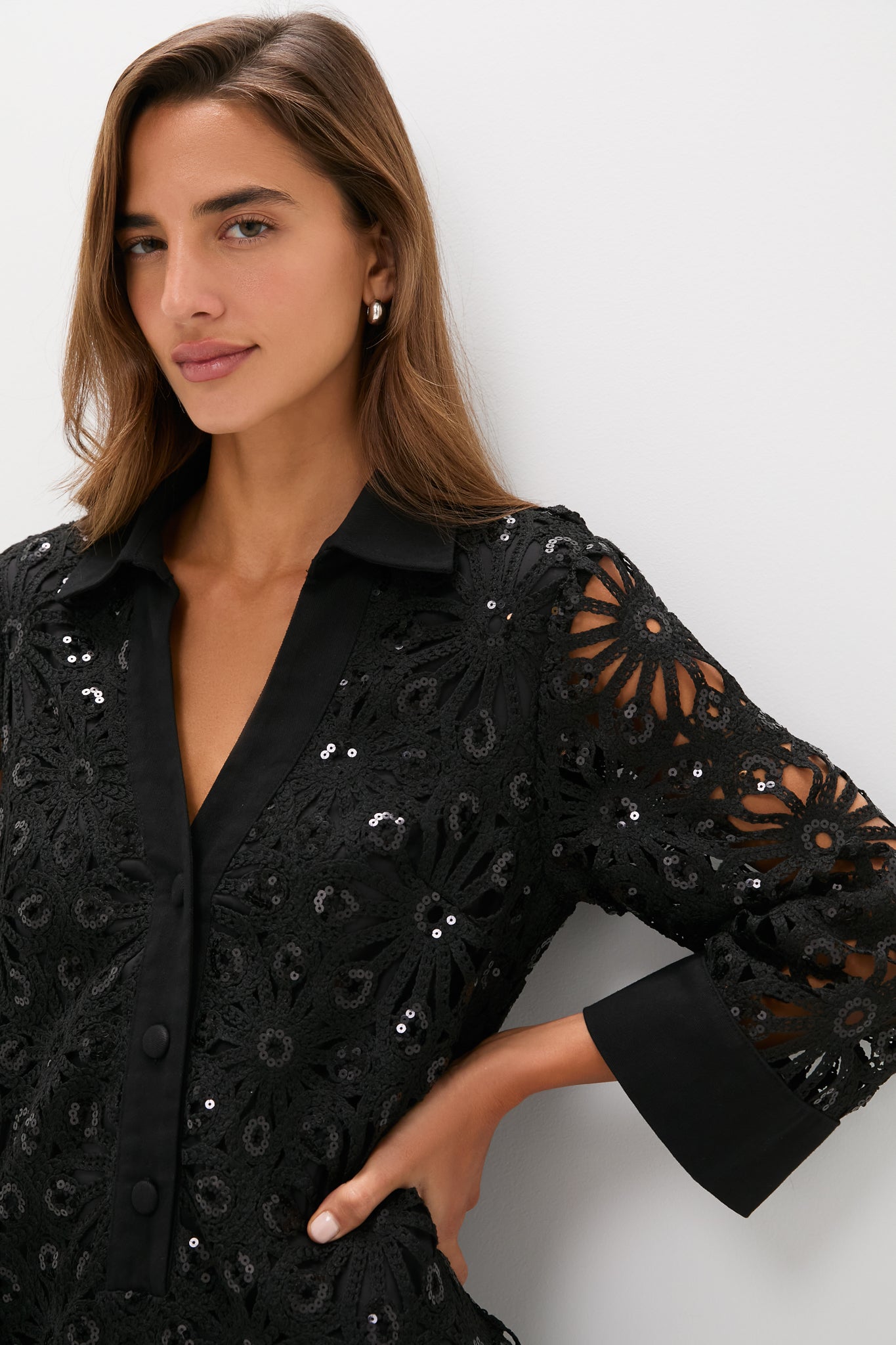 Black Crochet Sparkle Collier Dress-Get Girly