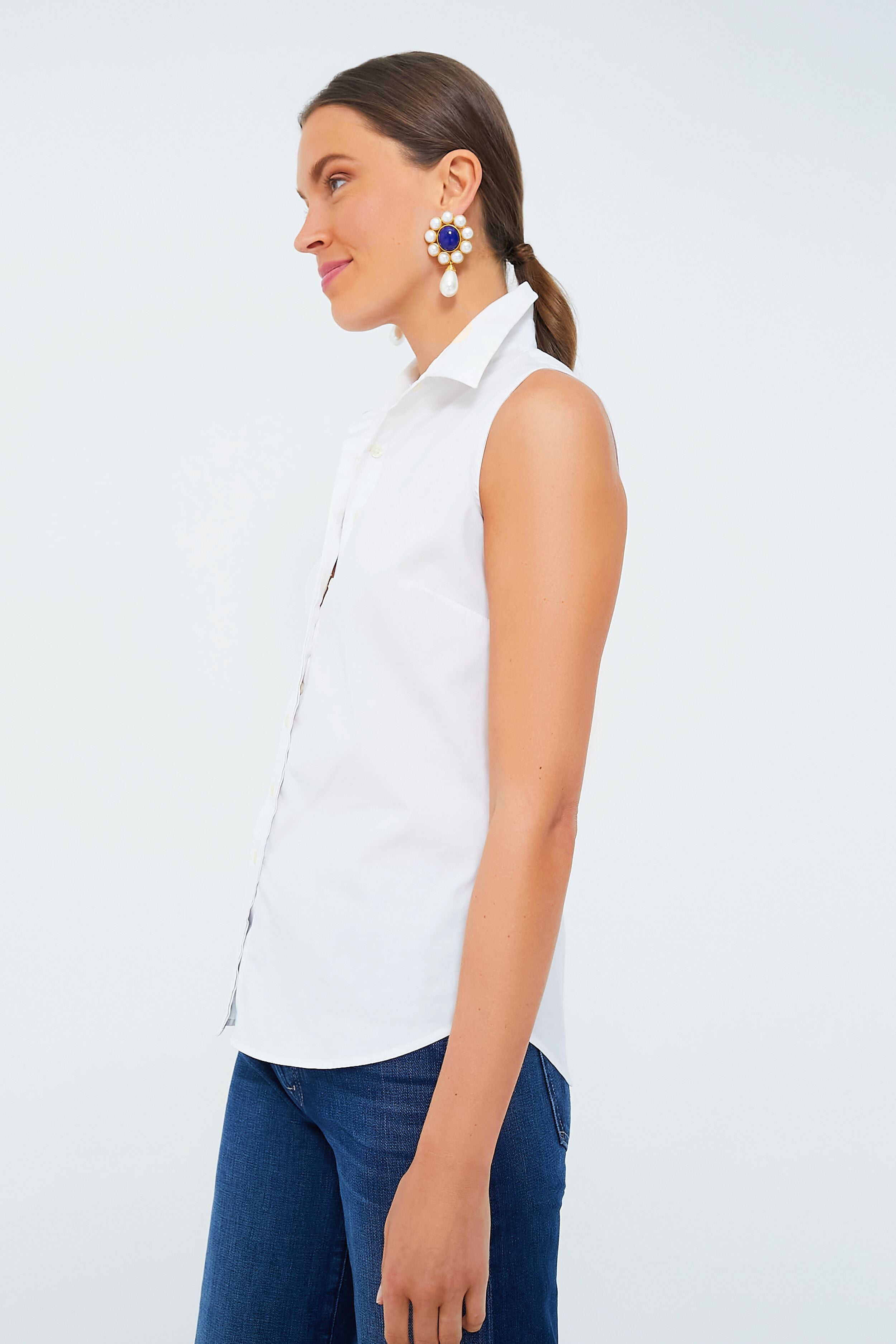 White Sleeveless Essentials Shirt-Get Girly