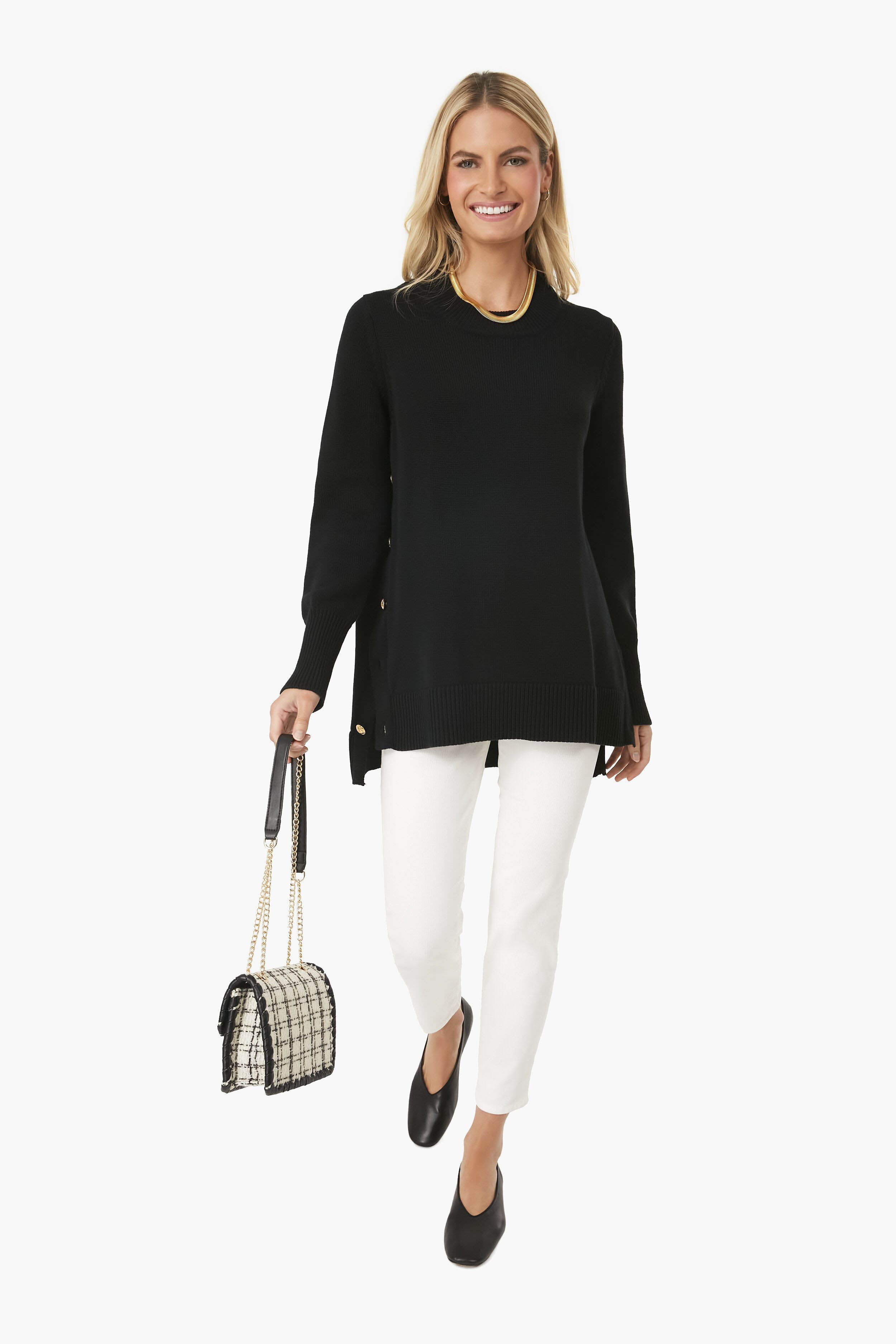 Black and White Tweed Marjorie Bag-Get Girly