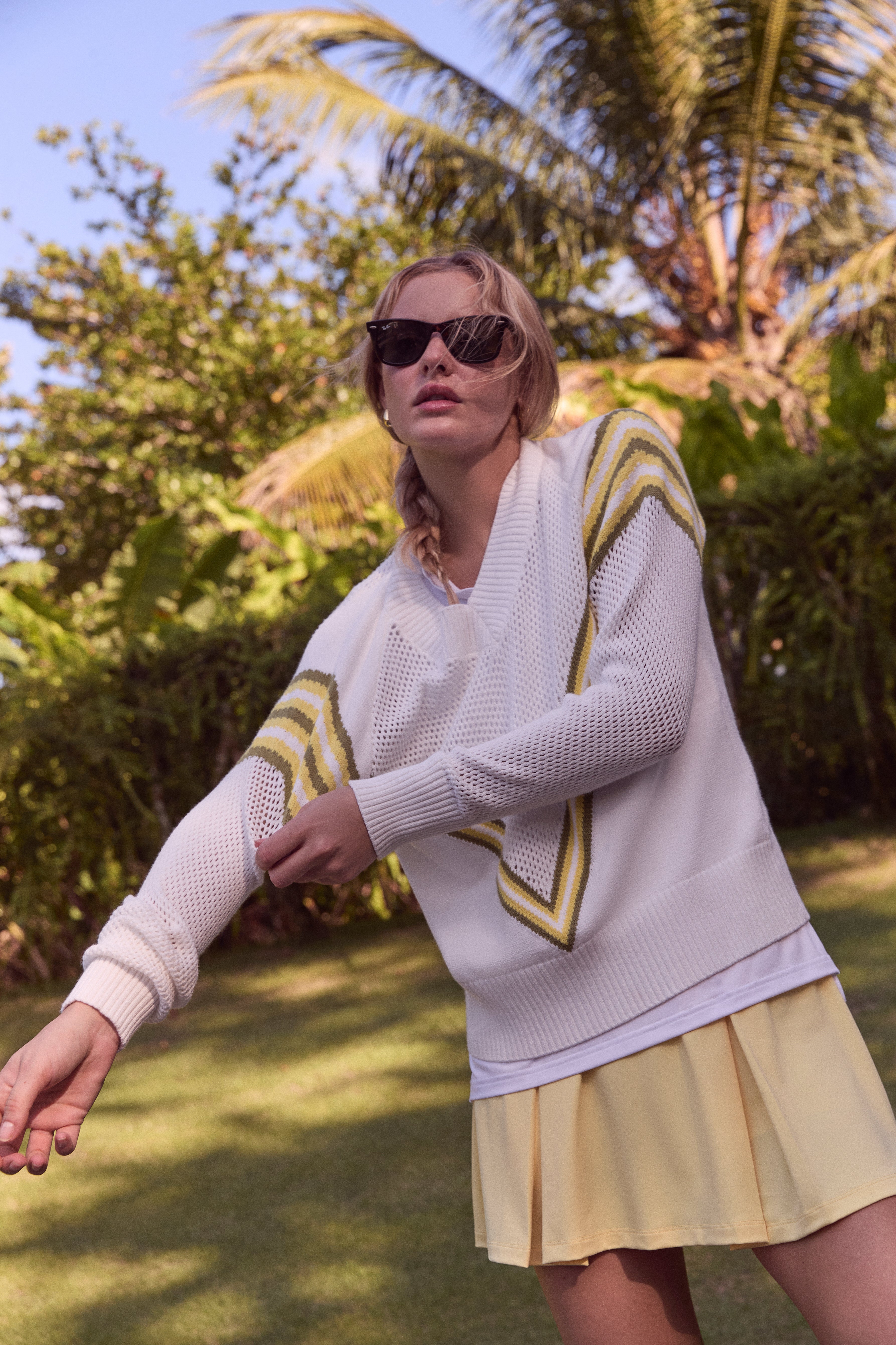 White Emaline V-Neck Pullover-Get Girly