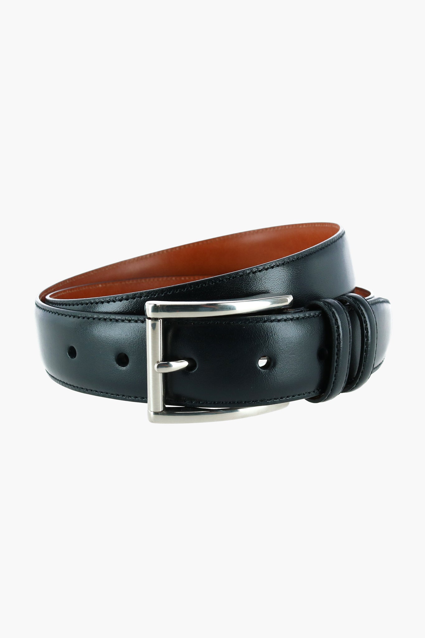 Black Lorenzo 32mm Dropped Edge Leather Belt-Get Girly