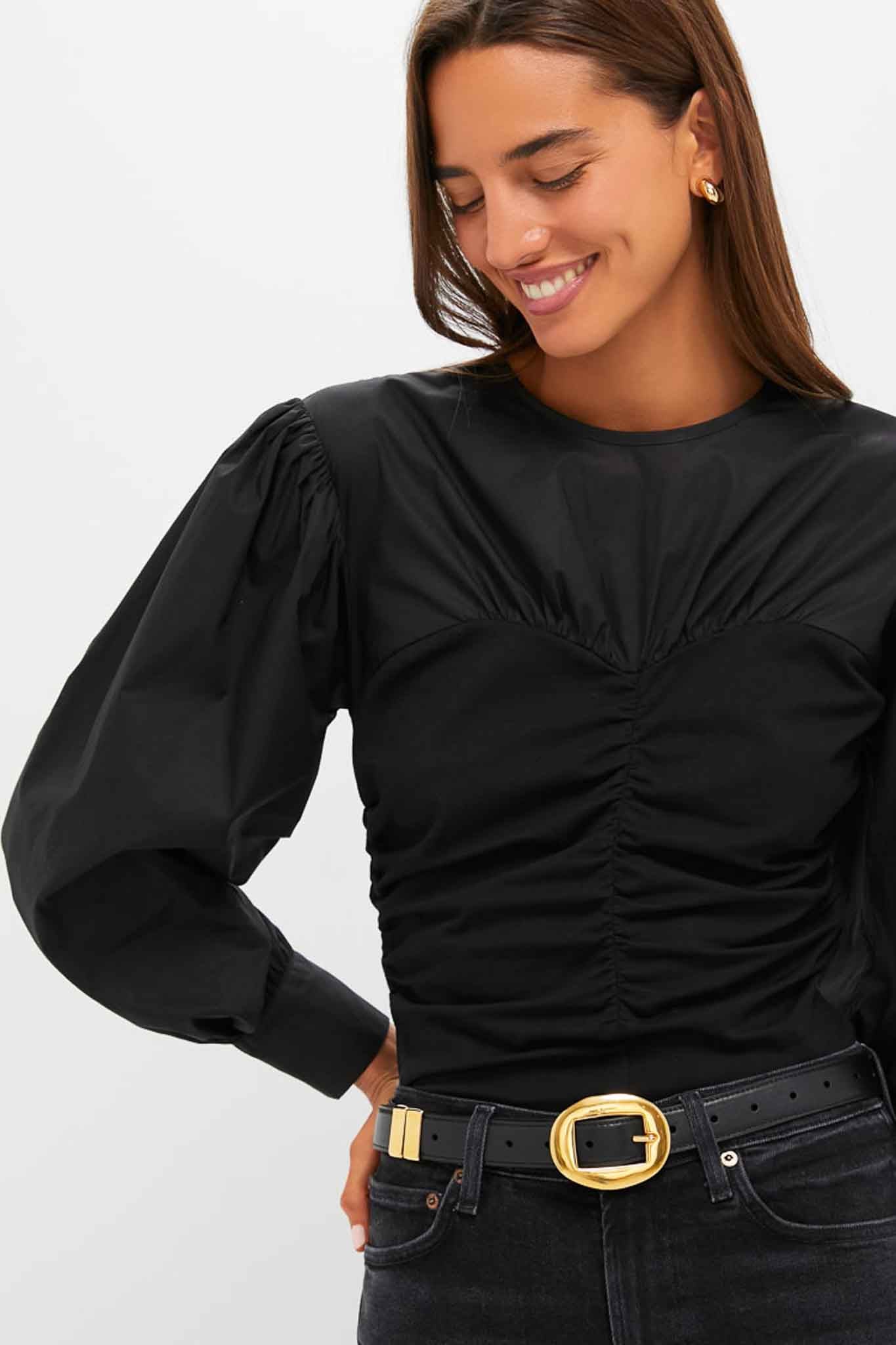 Black Mixed-Media Anita Blouse-Get Girly