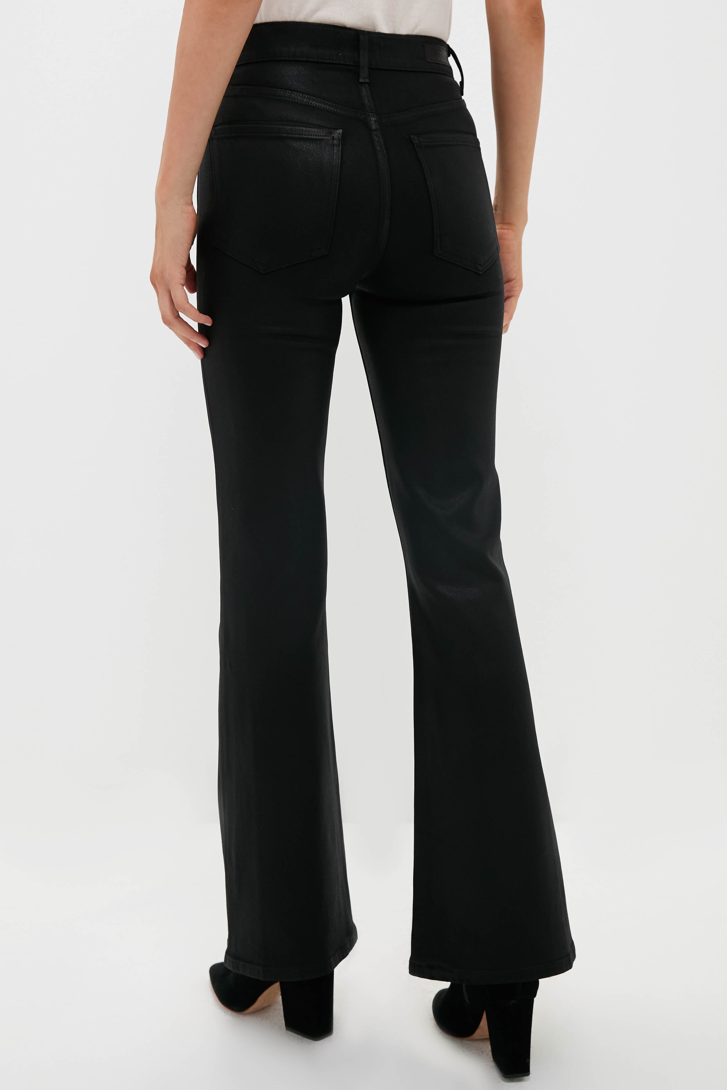 Black Coated High Rise Gigi Skinny Flare-Get Girly
