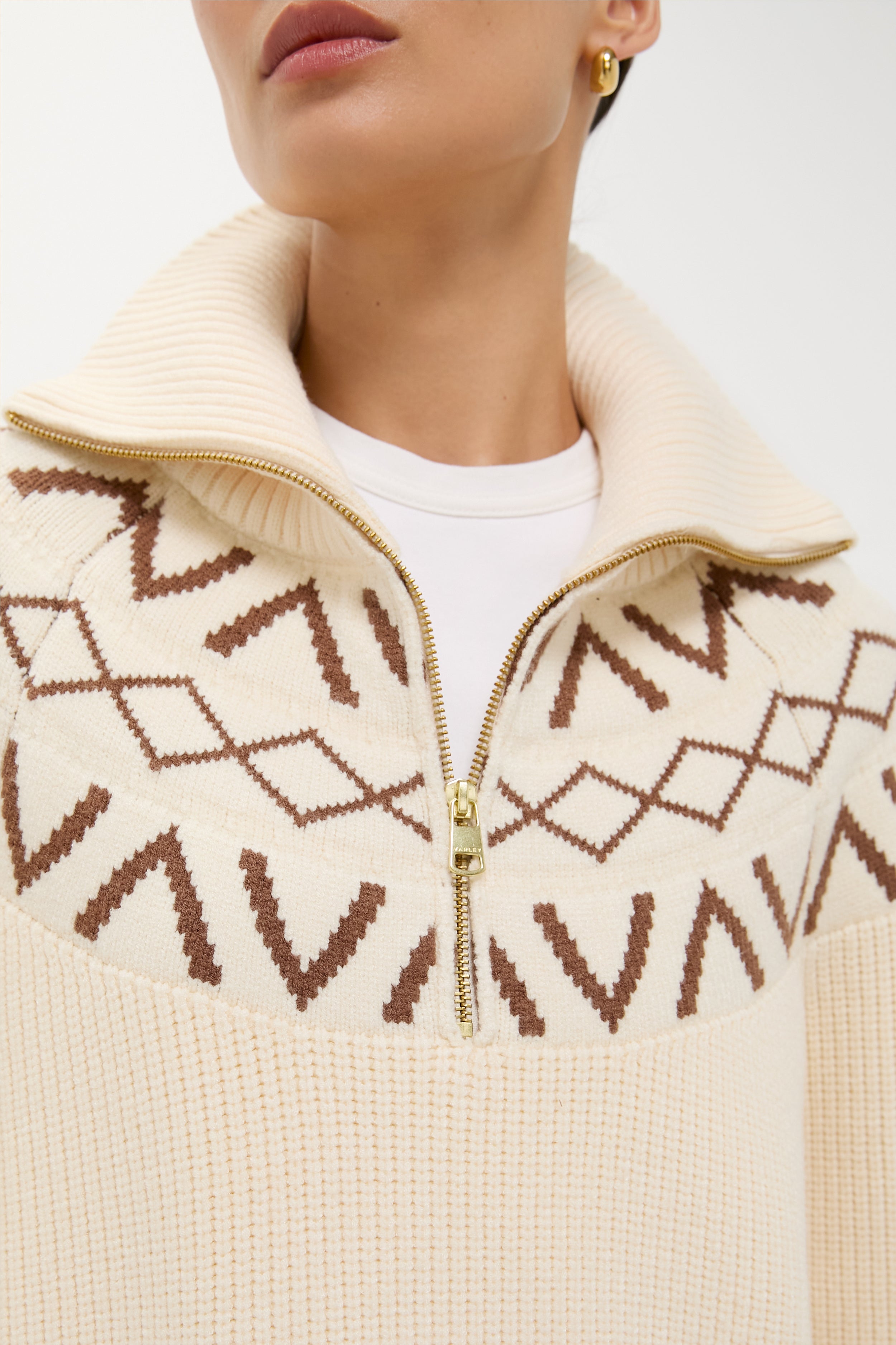 Whitecap Grey Sigrid Fairisle Half Zip Knit-Get Girly