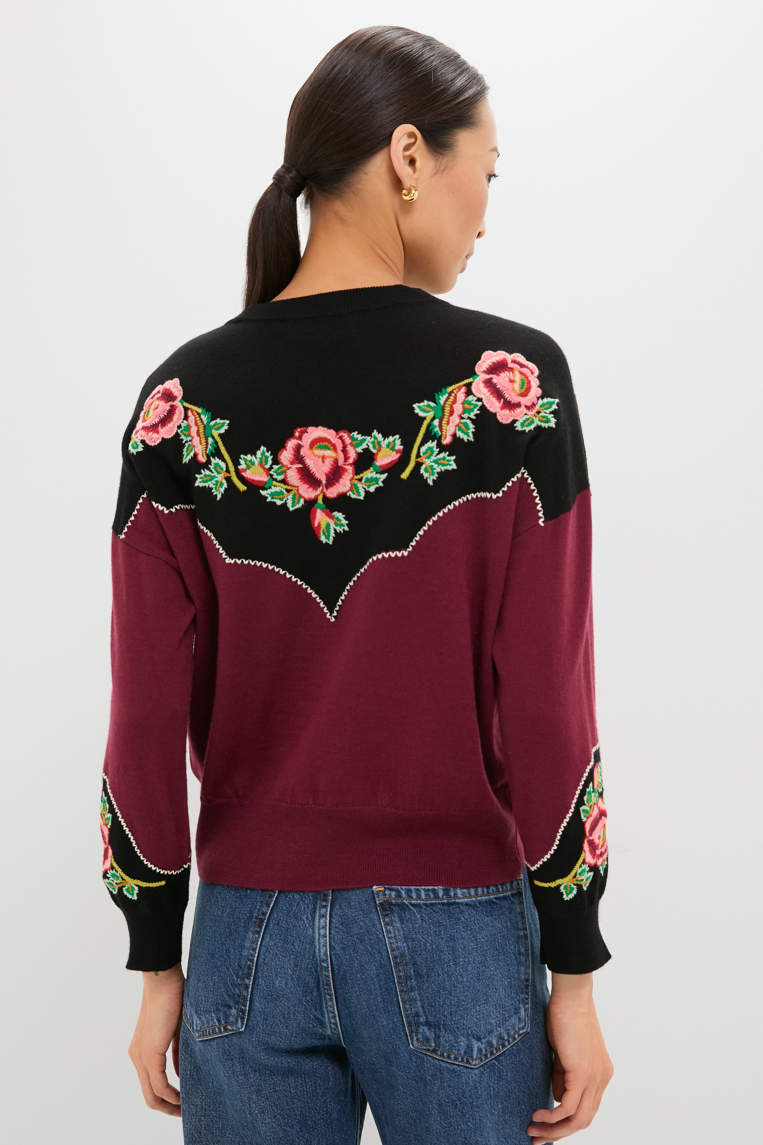 Wine Heirloom Rose Western Pullover-Get Girly