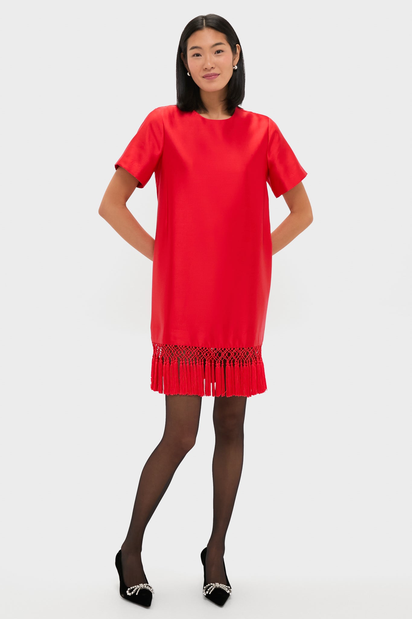 Red Dupioni Tassel Downing Dress-Get Girly
