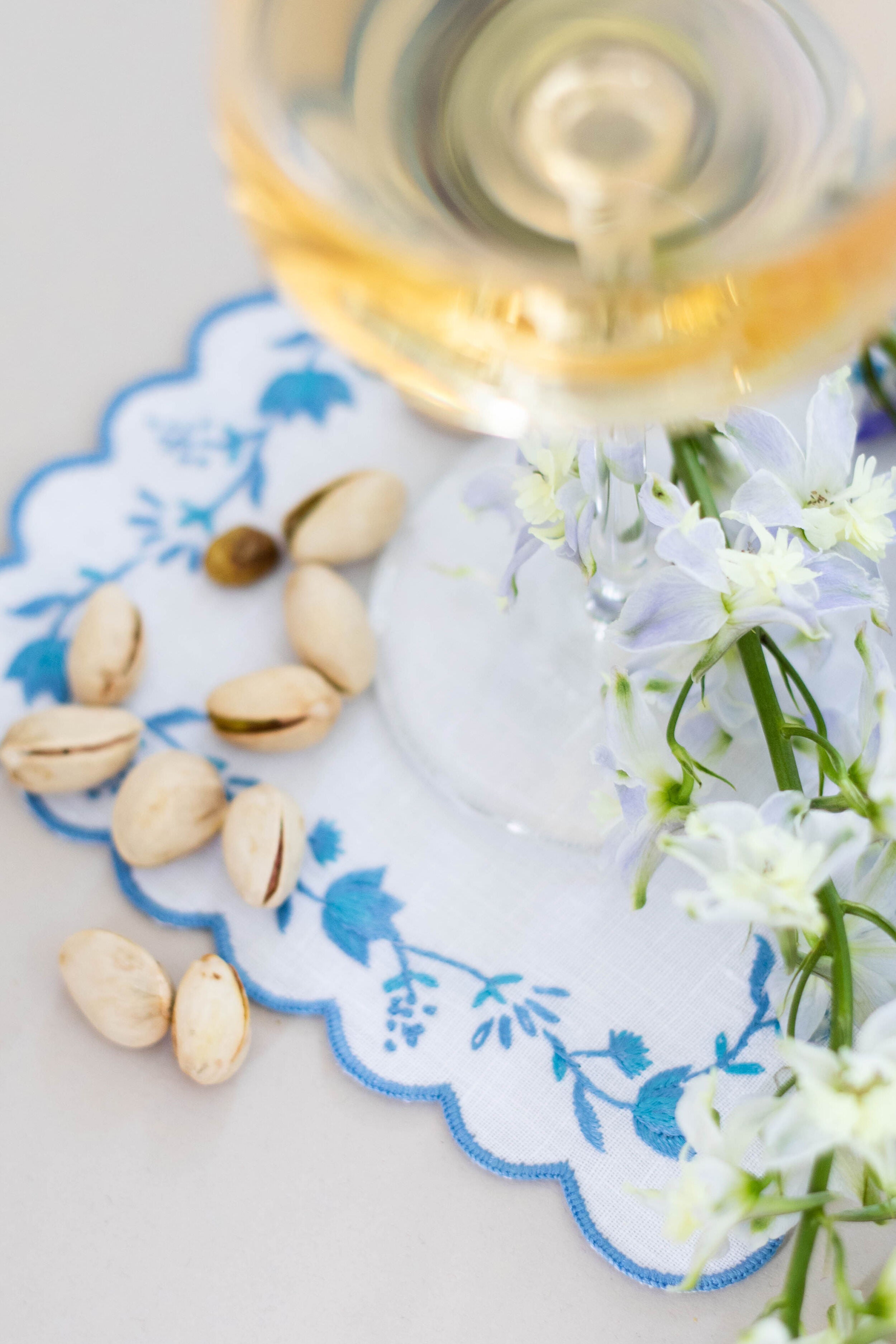 Blue and White Floral Cocktail Napkins Set of 4-Get Girly
