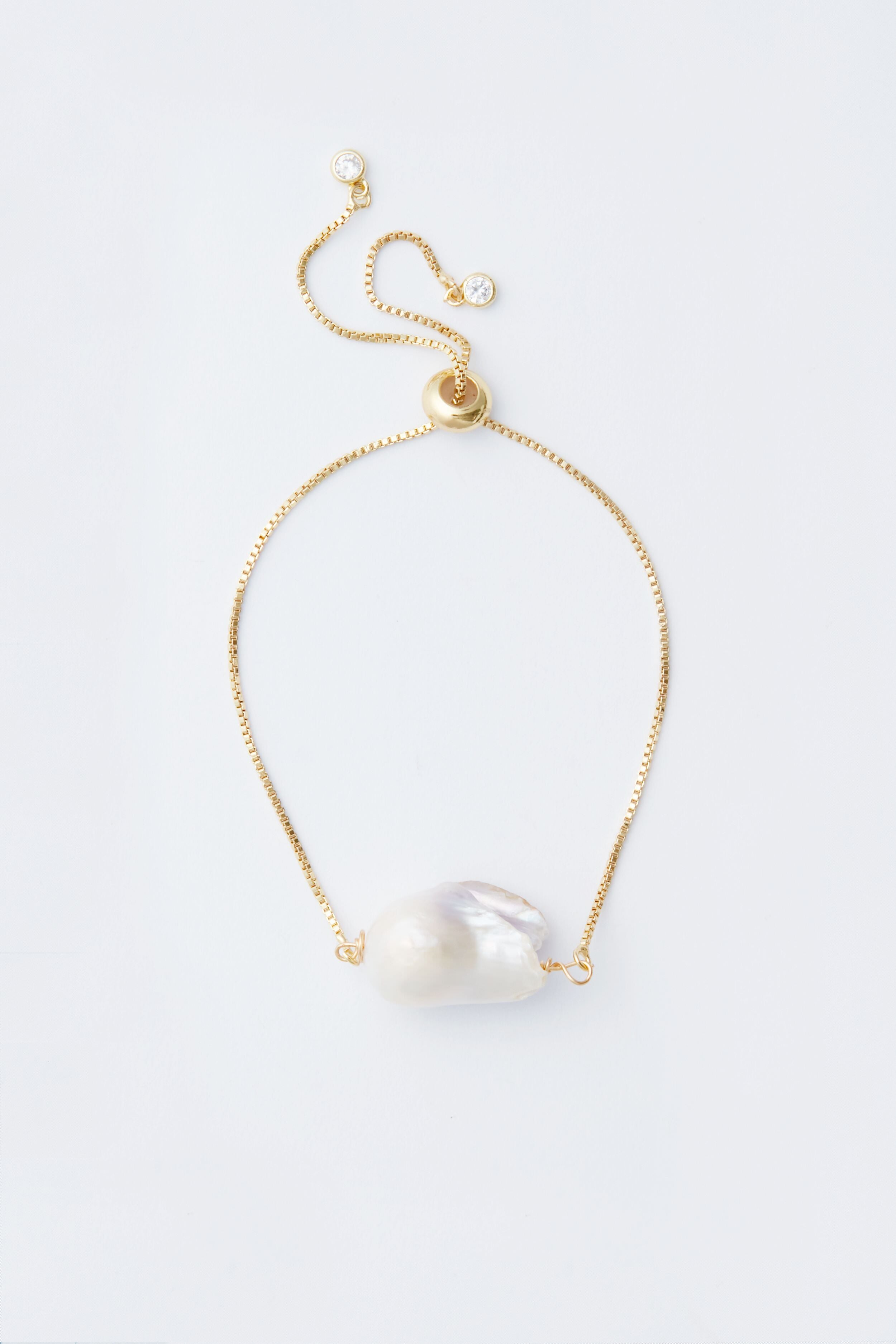 Baroque Pearl Slide Bracelet-Get Girly