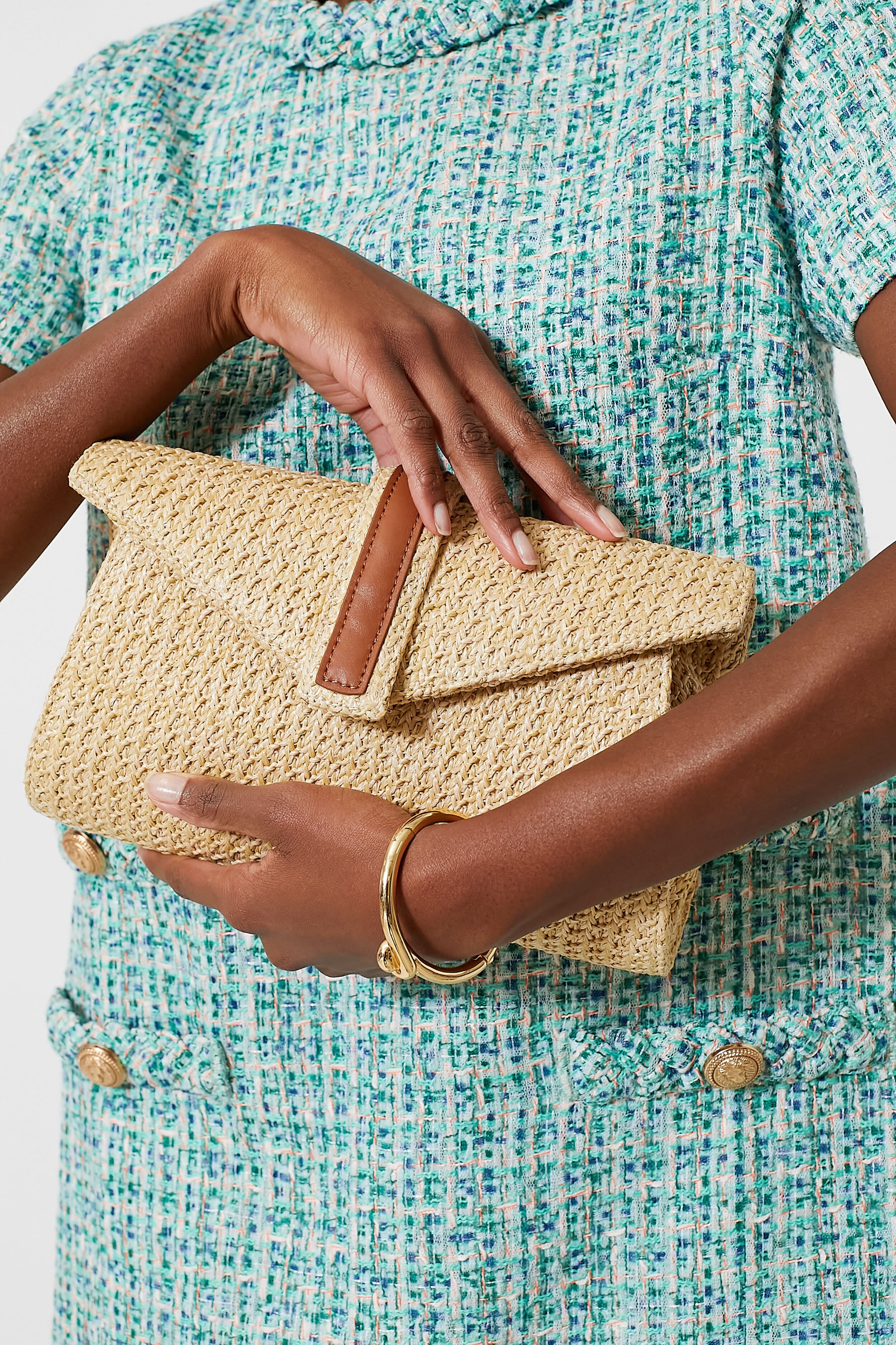 Rowen Raffia Envelope Clutch-Get Girly