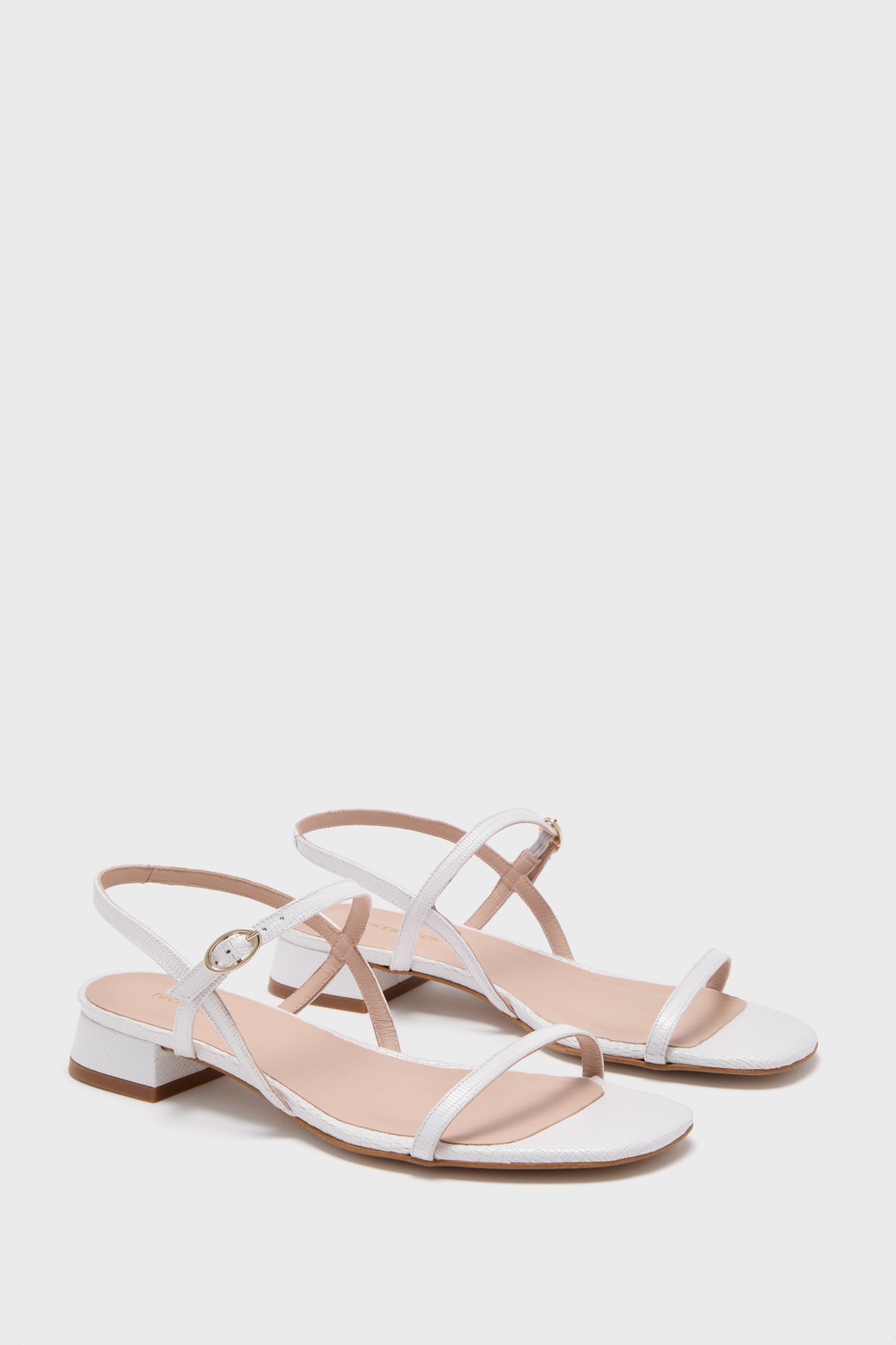 White Embossed Leather Evelyn Sandals-Get Girly