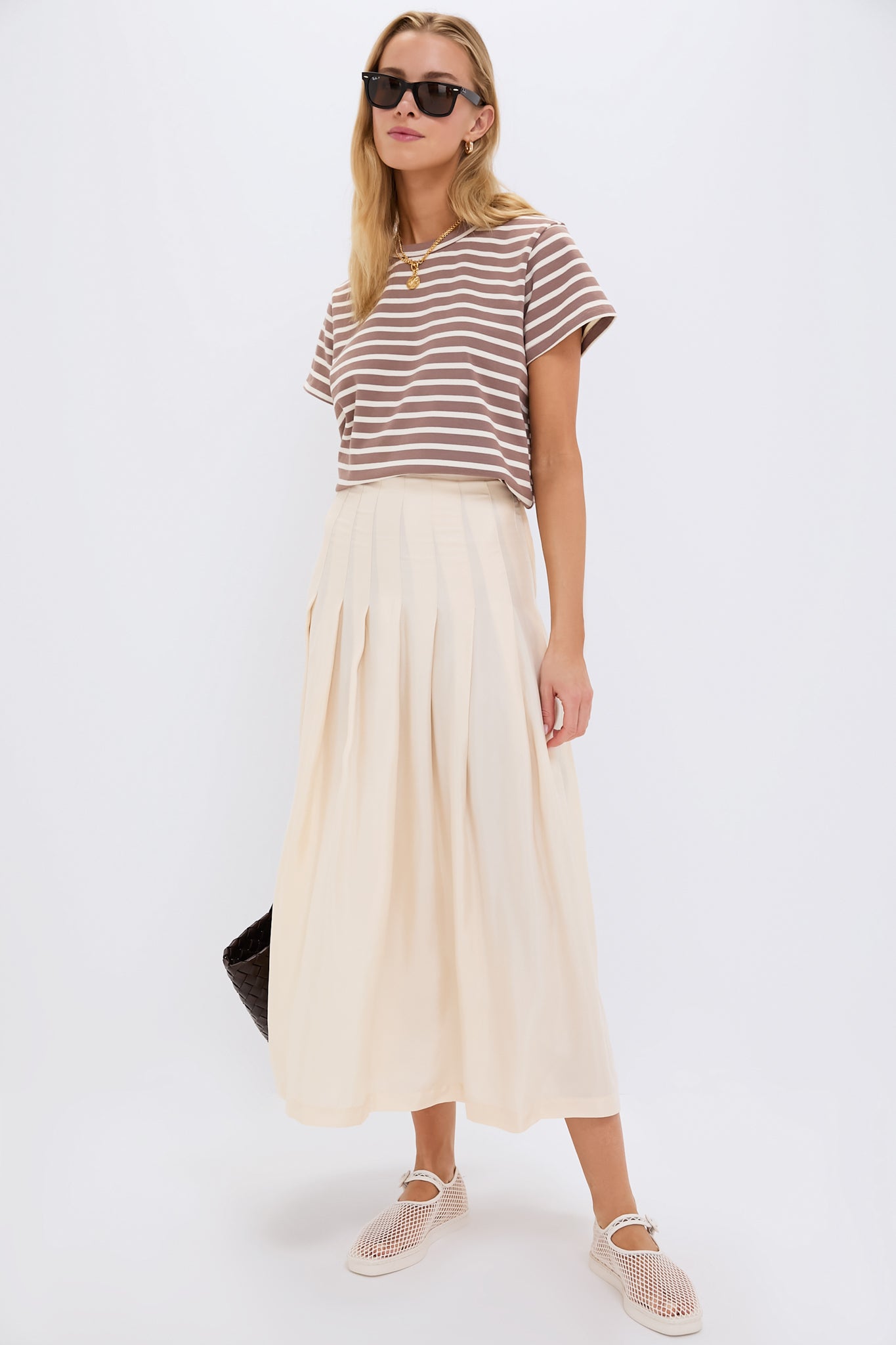 Mocha Stripe Parker Classic Tee-Get Girly