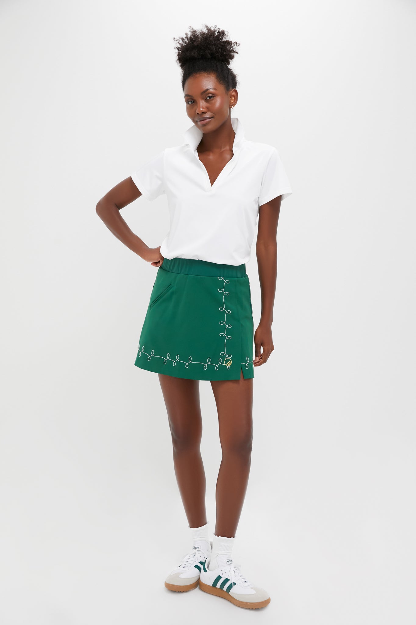 White Short Sleeve Performance Jersey Caroline Polo-Get Girly