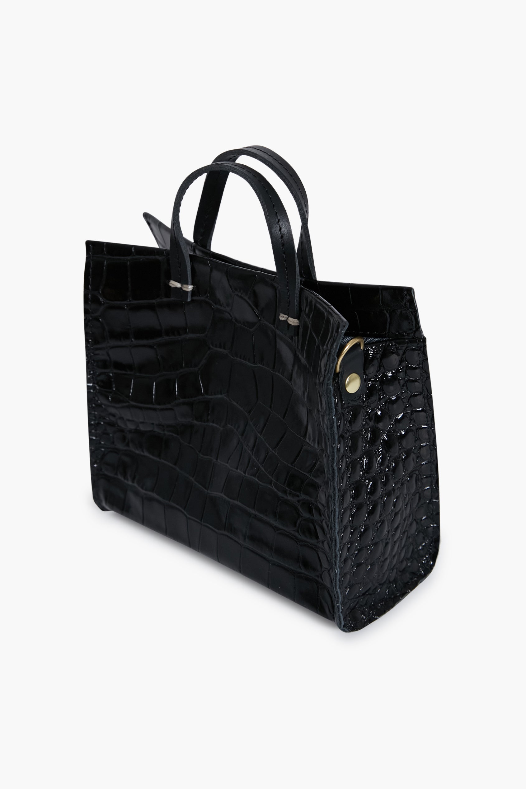 Black Croco Simple Tote Bebe-Get Girly