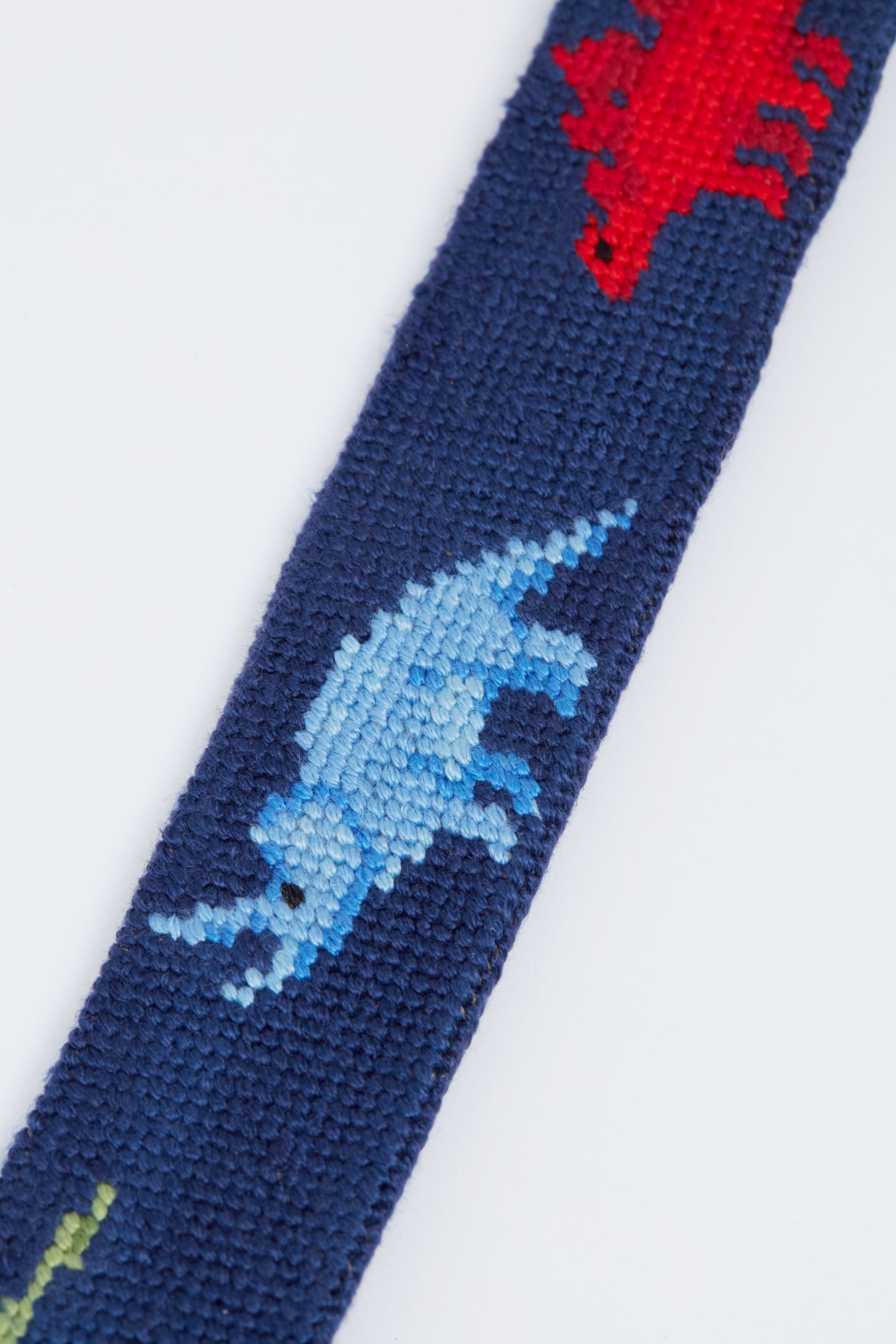 Navy Dinosaurs Needlepoint Childrens Belt-Get Girly