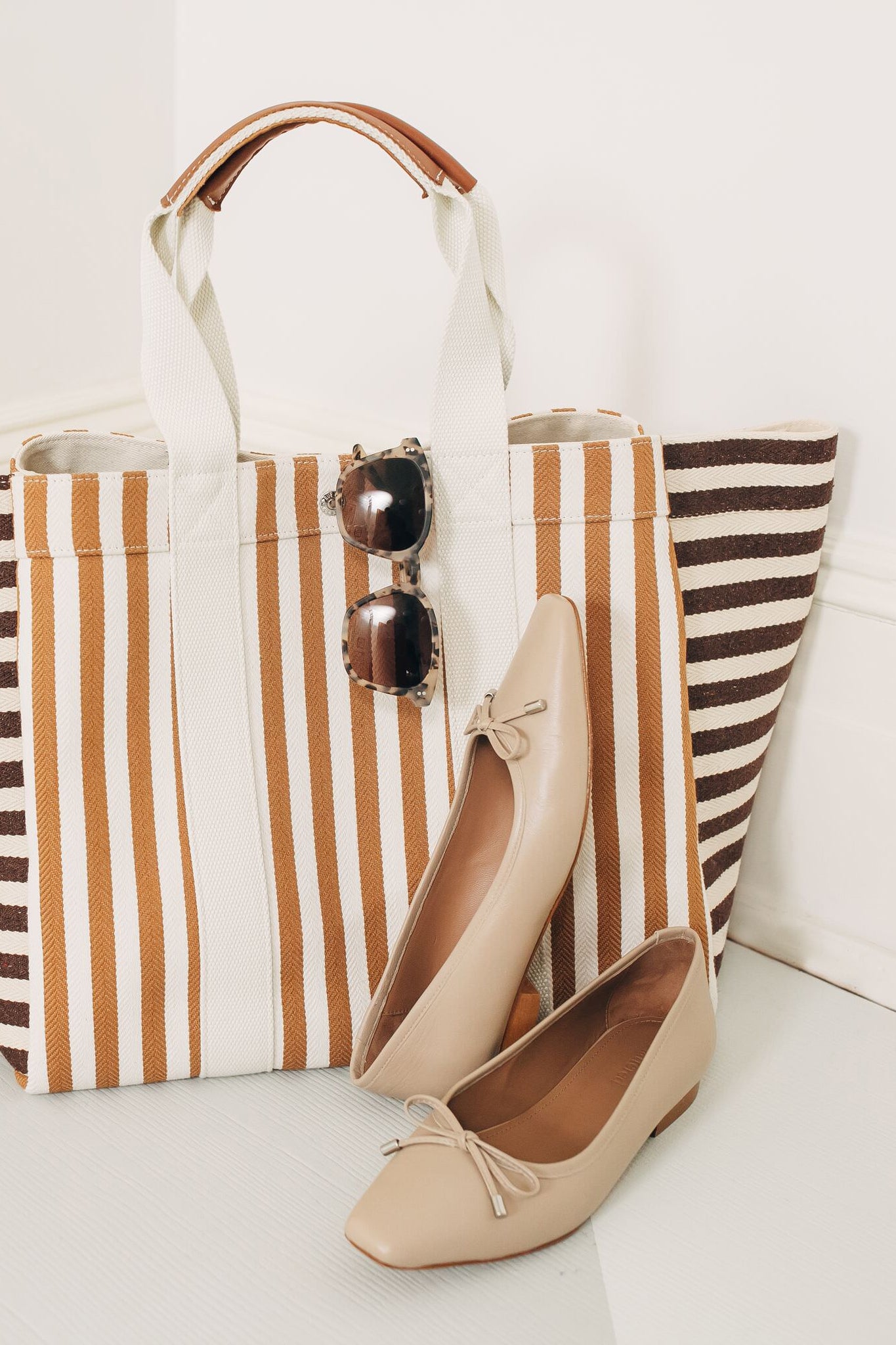 Beige Leather Monica Flats-Get Girly