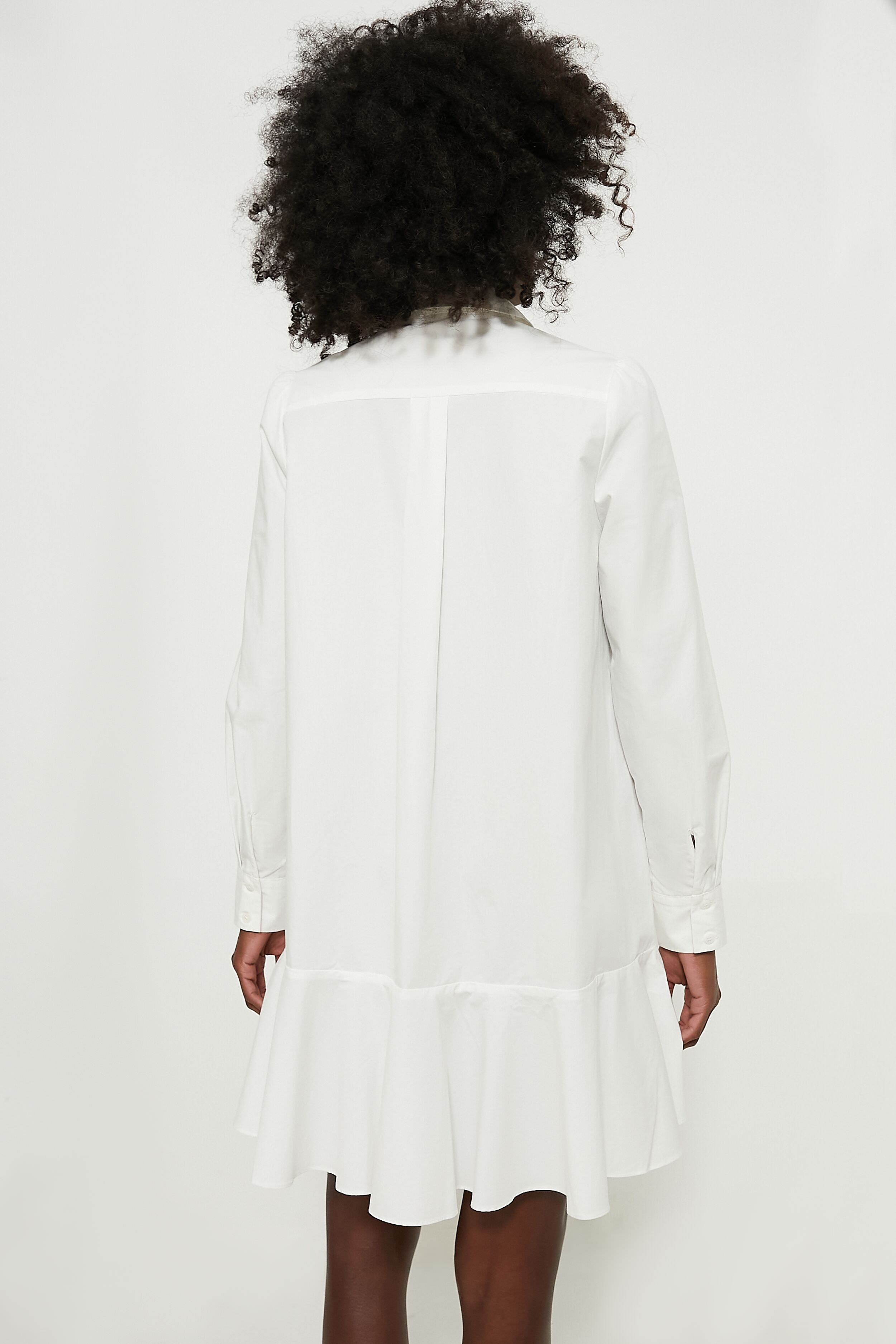 White Cotton Poplin Callahan Shirt Dress-Get Girly