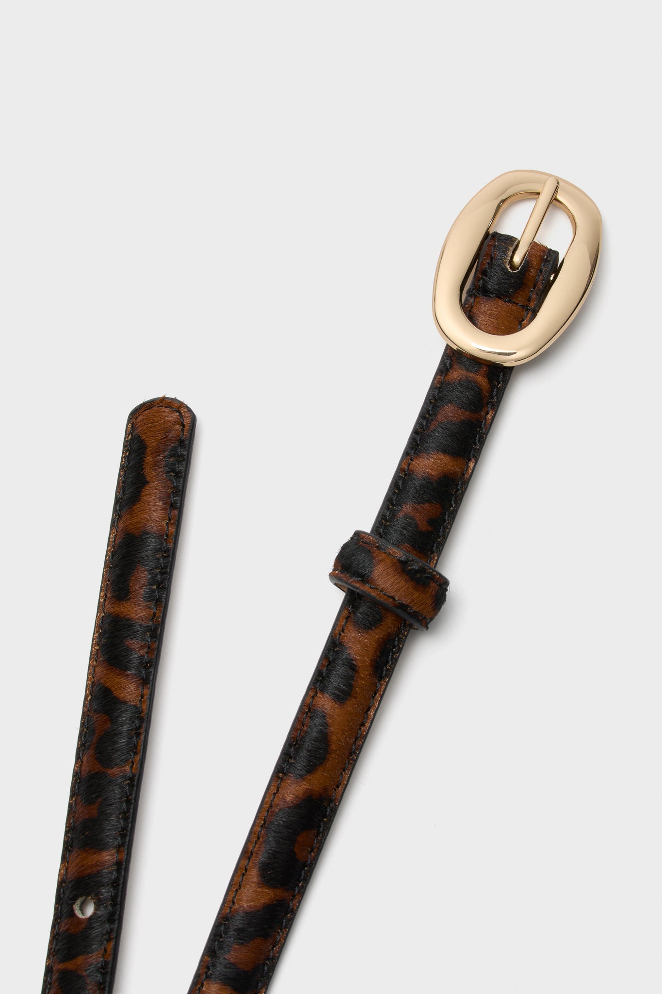 Leopard Haircalf Oval Buckle Skinny Belt-Get Girly